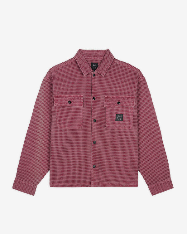 Brain Dead - Men's Waffle Button Front Shirt - (Raspberry)