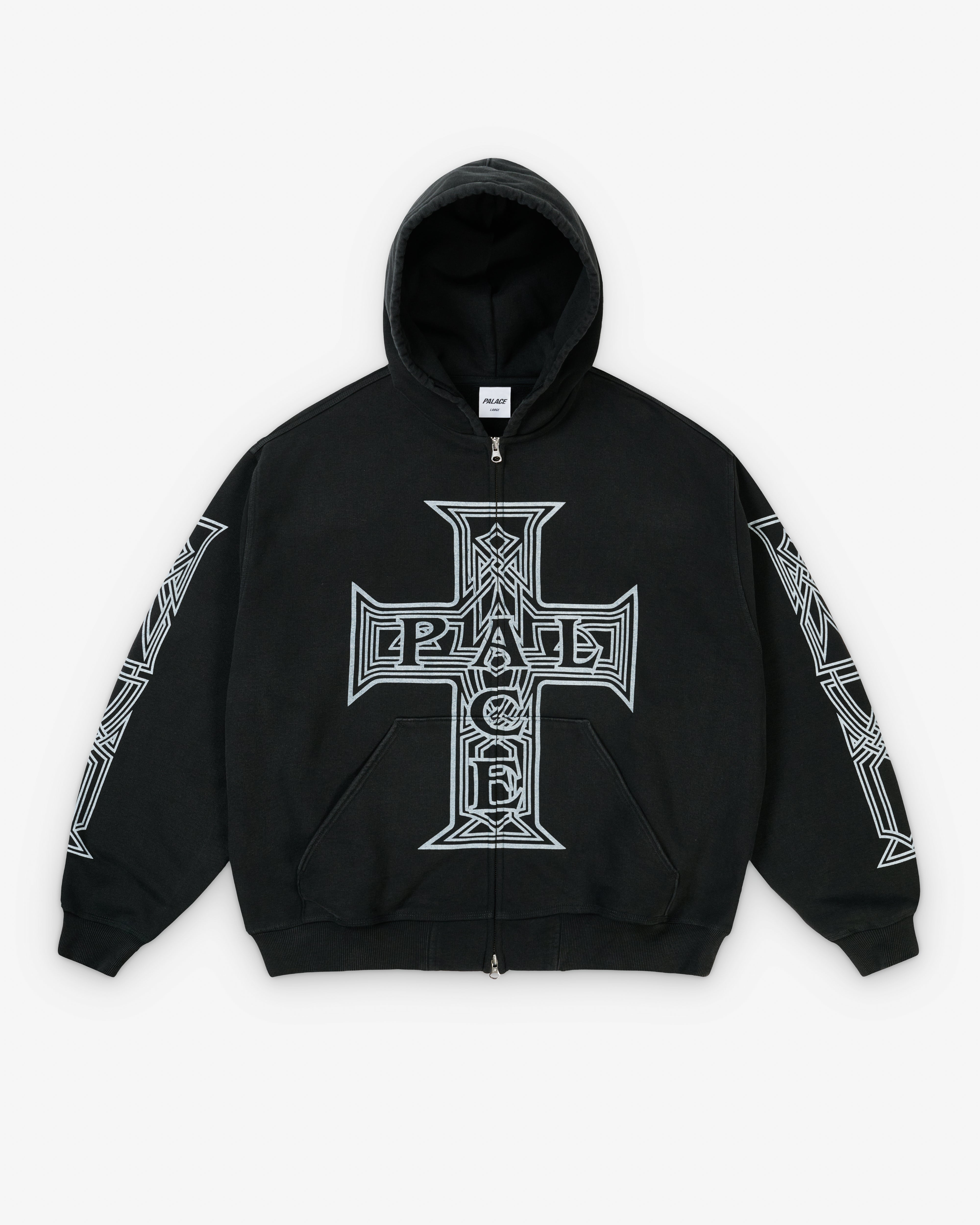 Palace: Men's Y So Cross Pigment Hood (Black) | Dover Street