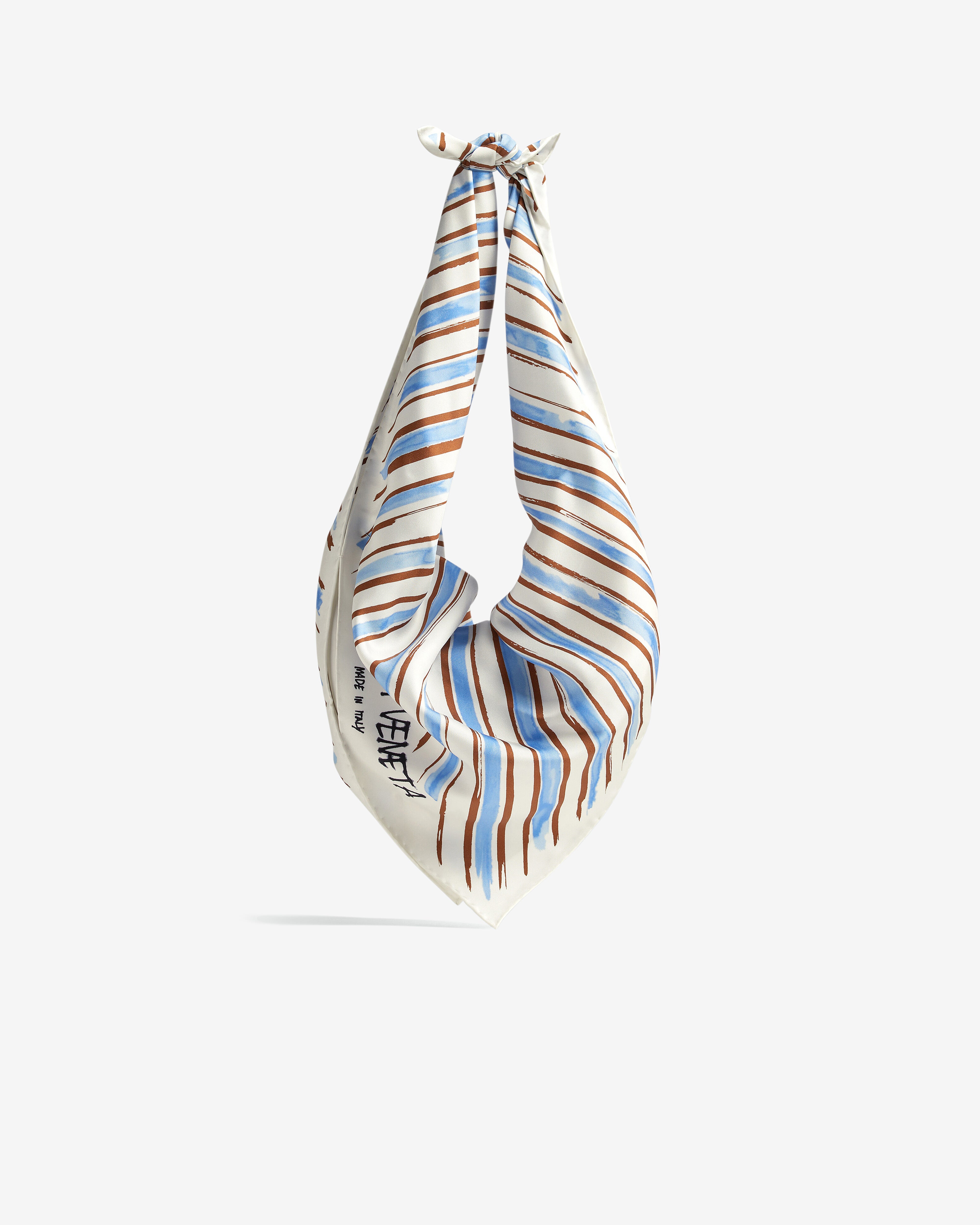 Bottega Veneta: Foulard Top Handle (Admiral/Brown) | DSML E-SHOP