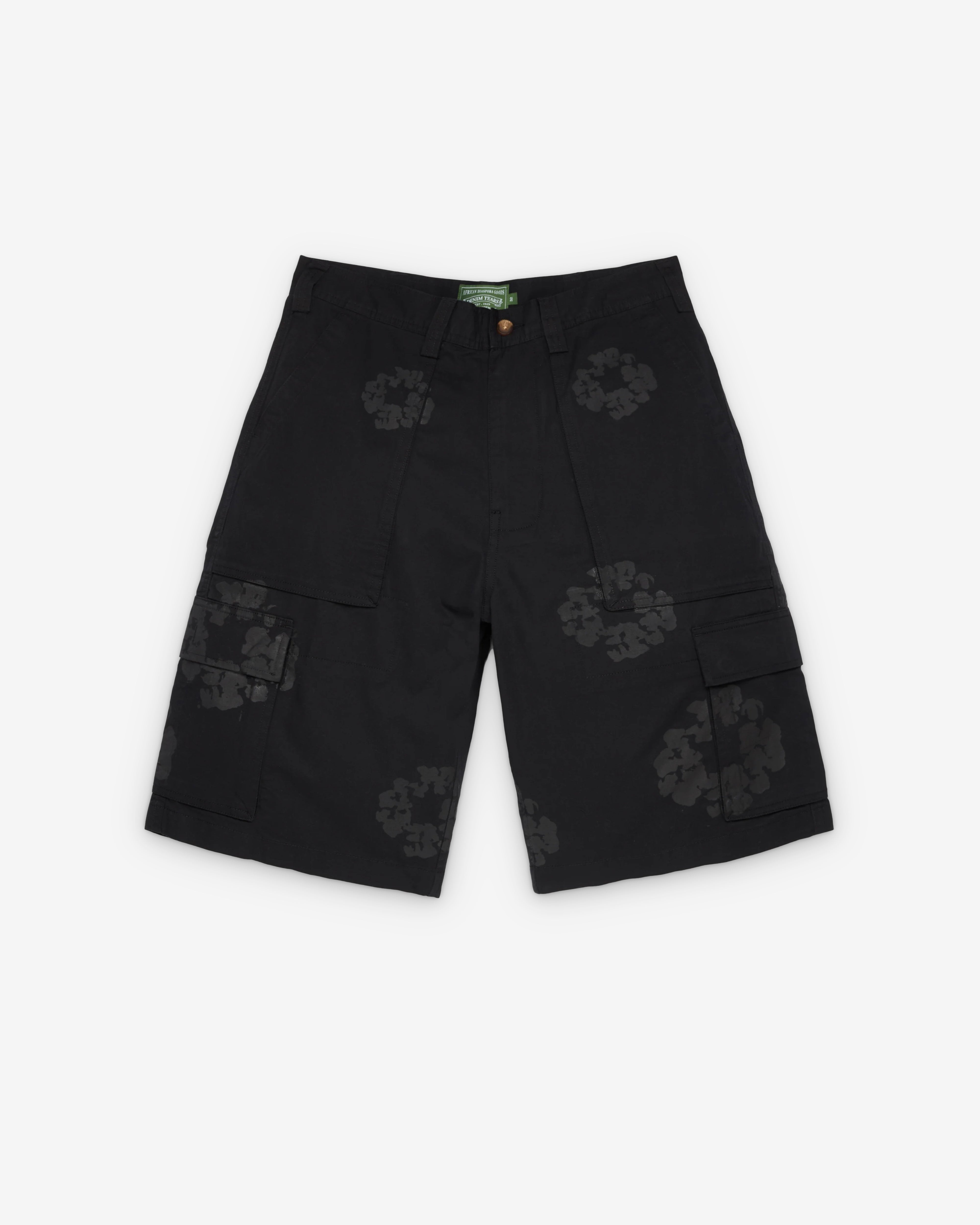 Denim Tears: Men's Cotton Wreath Cargo Short (Black) | Dover