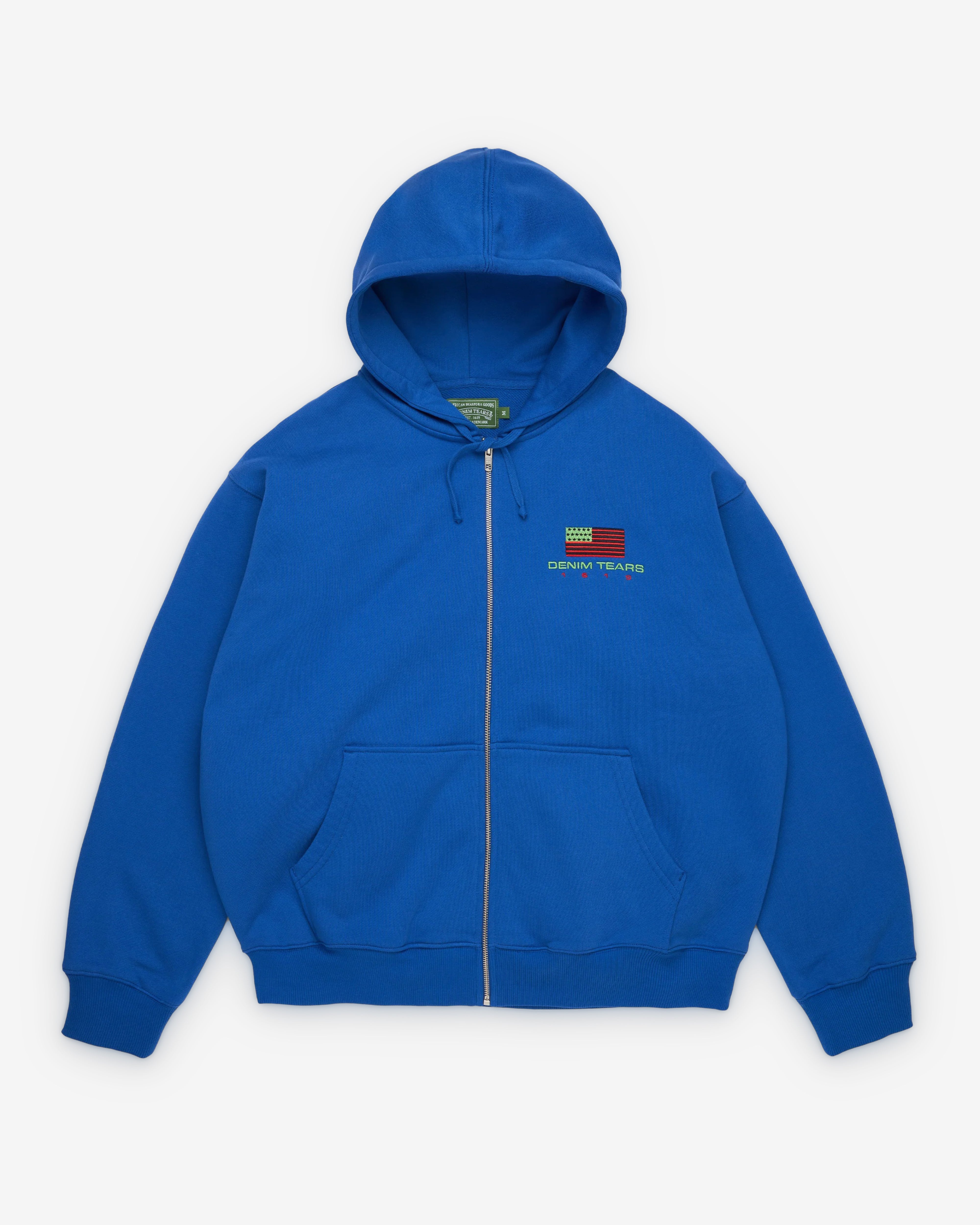 Denim Tears: Men's Pan African Zip Hoodie (Blue) | Dover Street