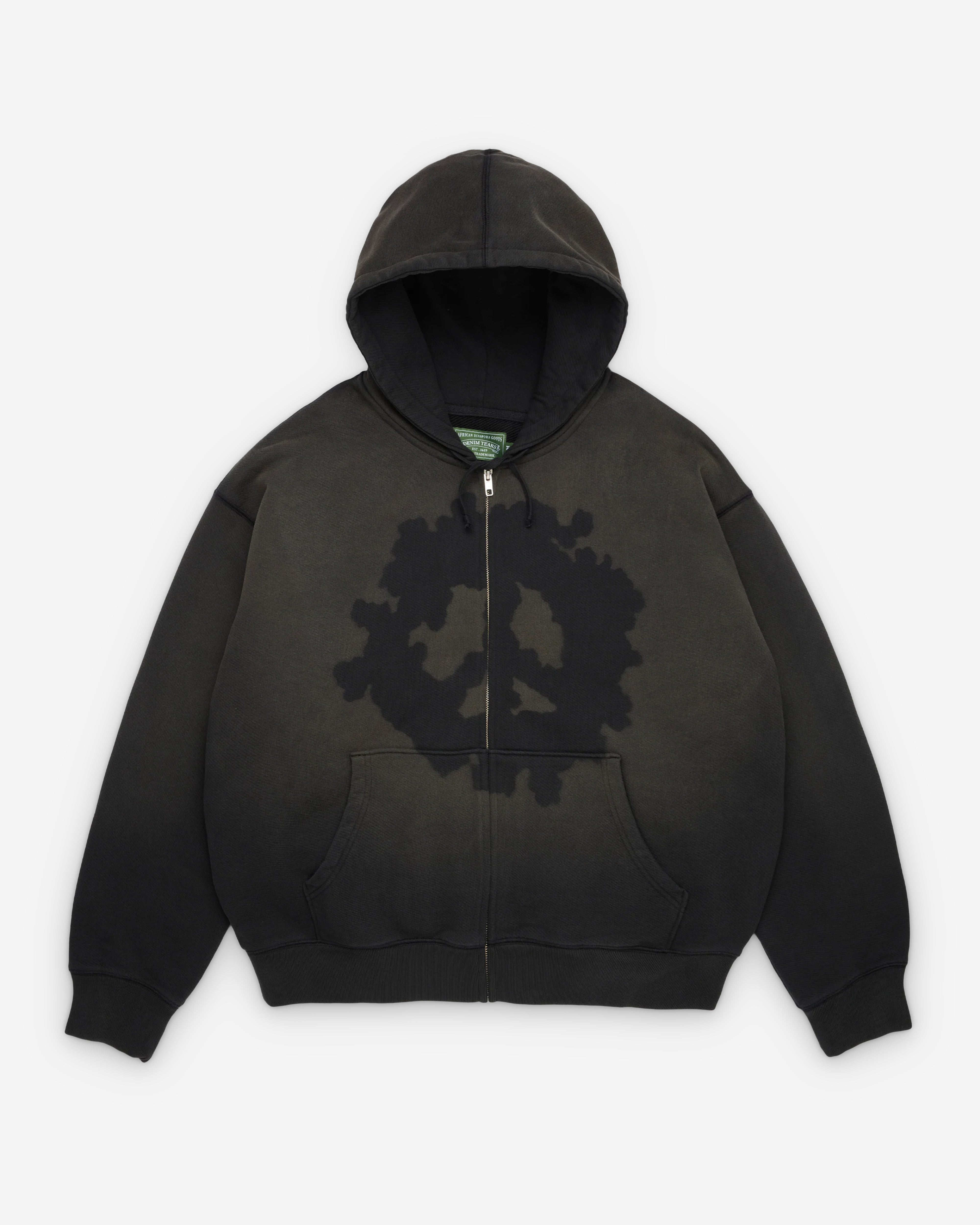 Denim Tears: Men's Peace Wreath Knockout Zip Hood (Black) | Dover