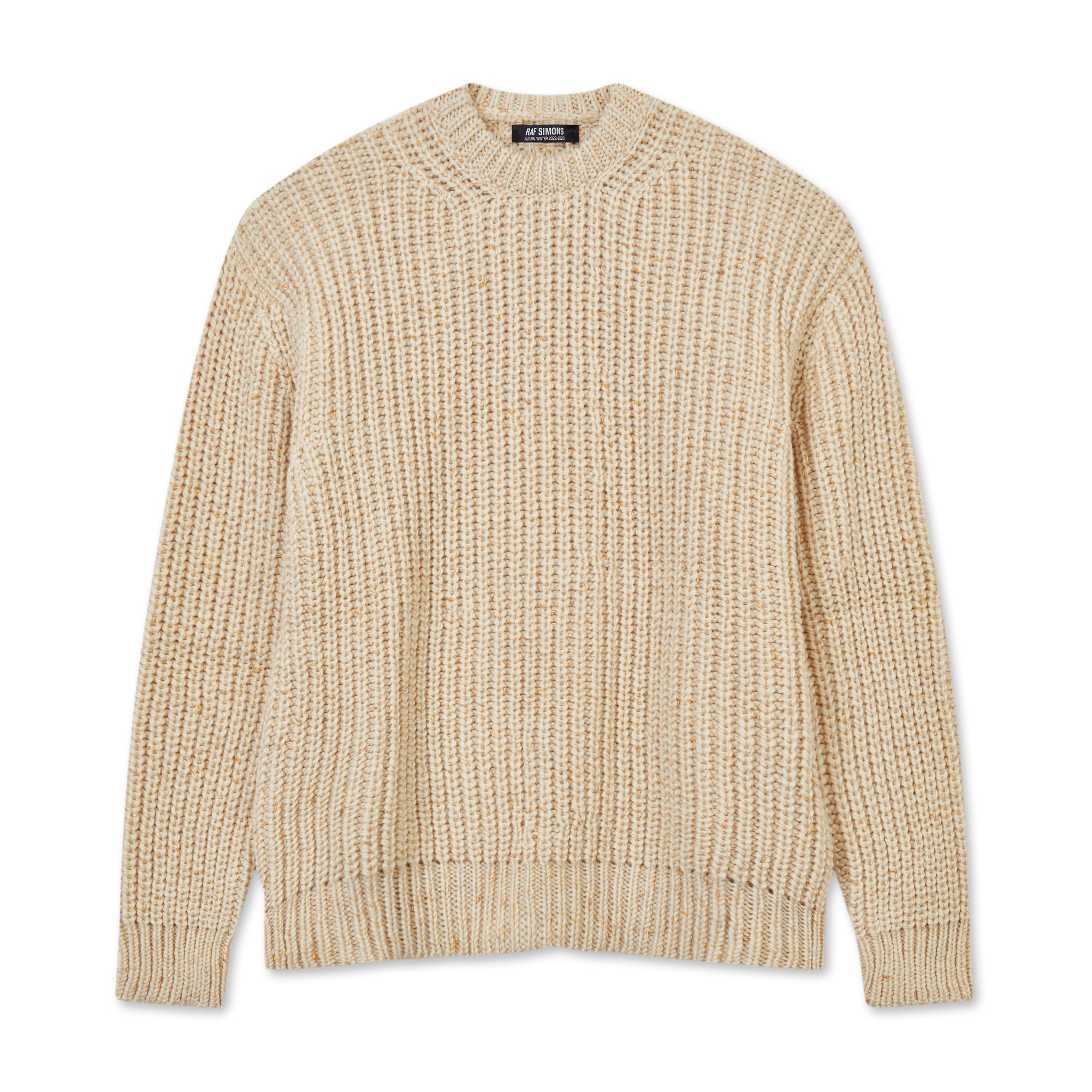 Raf Simons: Men's Bulky Pearl Ribbed Roundneck Sweater (Ecru