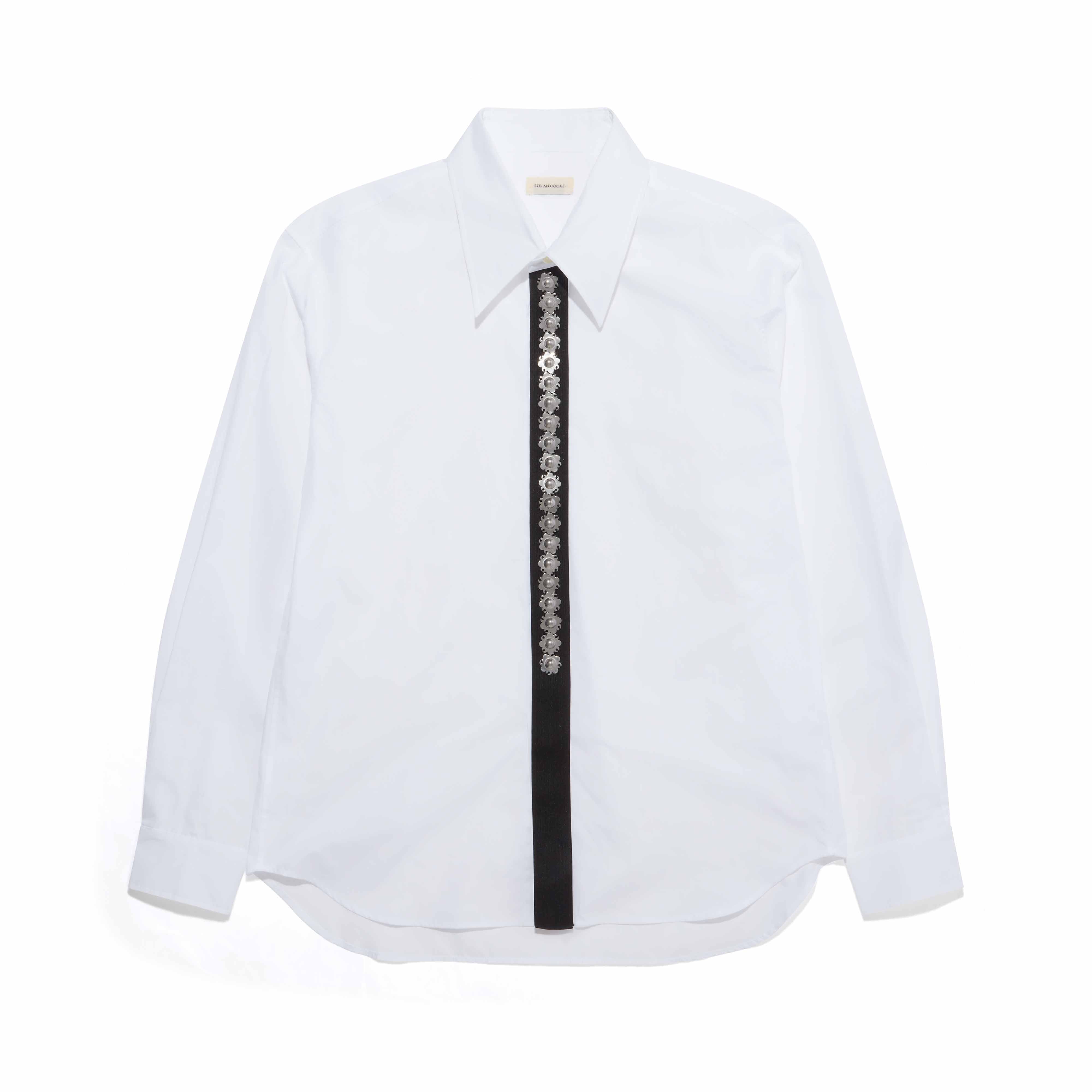 Stefan Cooke Men's Shirt With Metal Flowers (White) | Dover Street