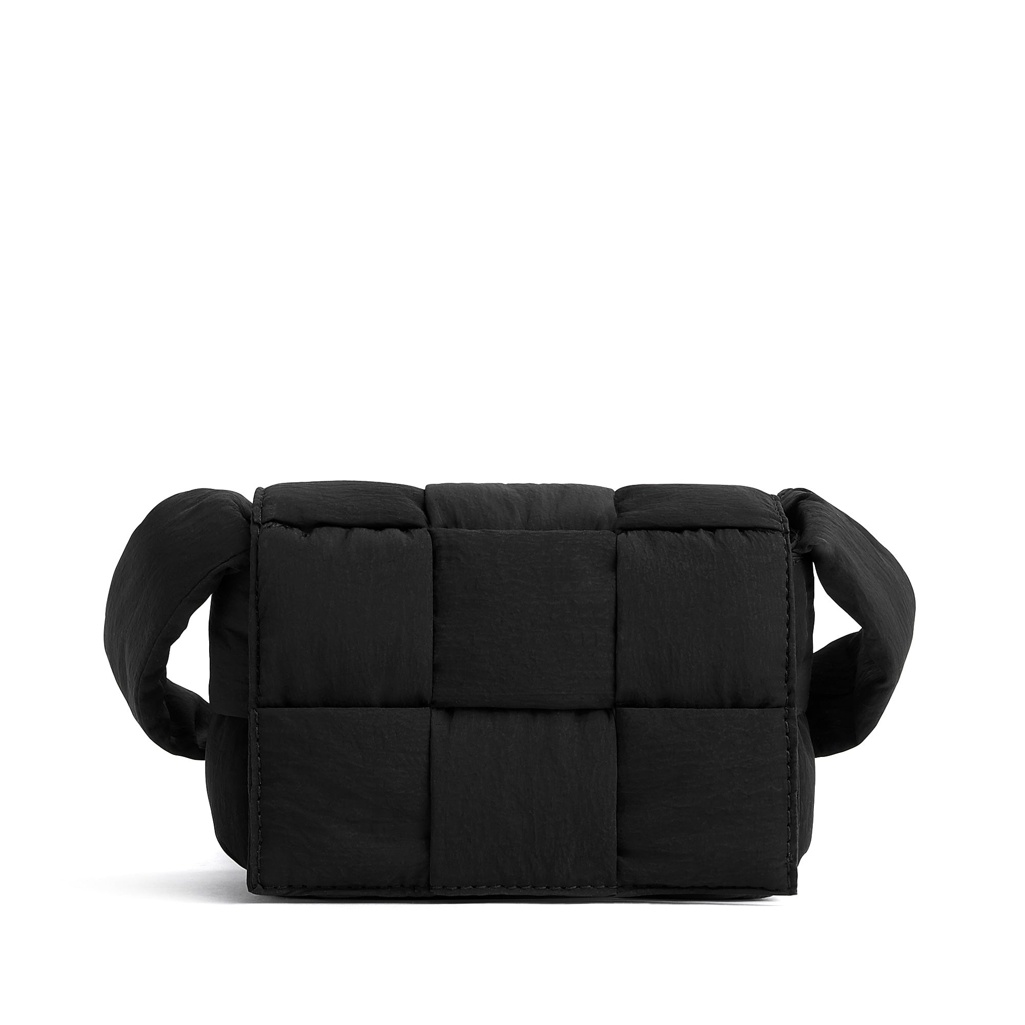 Bottega Veneta: Black Intrecciato Messenger Bag