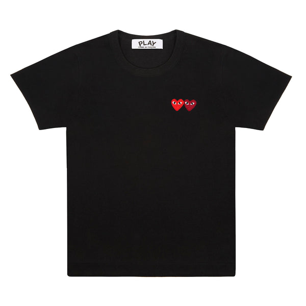Play - T-Shirt with Double Heart - (Black)