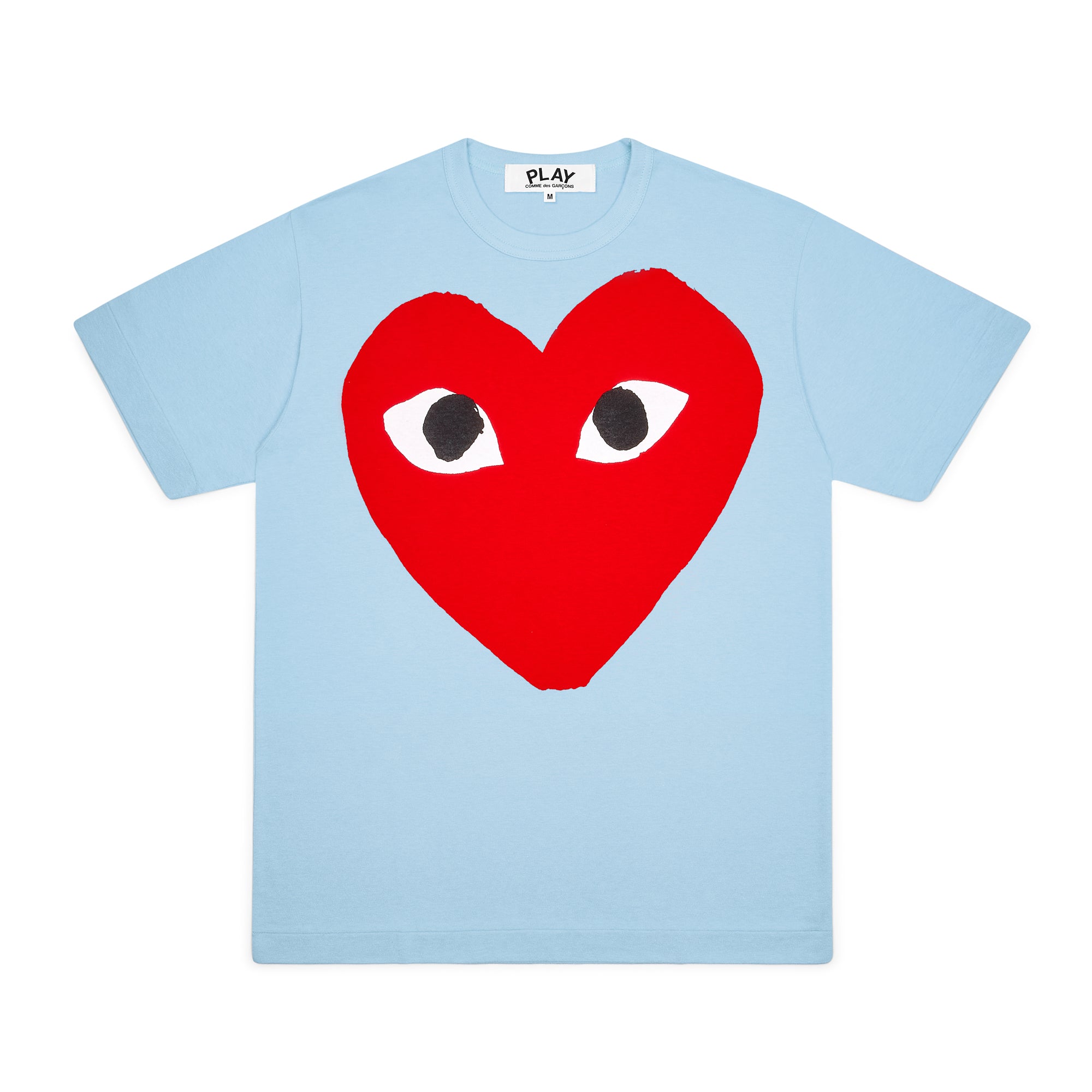 Cdg Play Heart Eyes Logo Short-Sleeve T-Shirt, Blue, Women's, X-Small, Shirts Tops Blouses Short-Sleeve T-shirts Tees