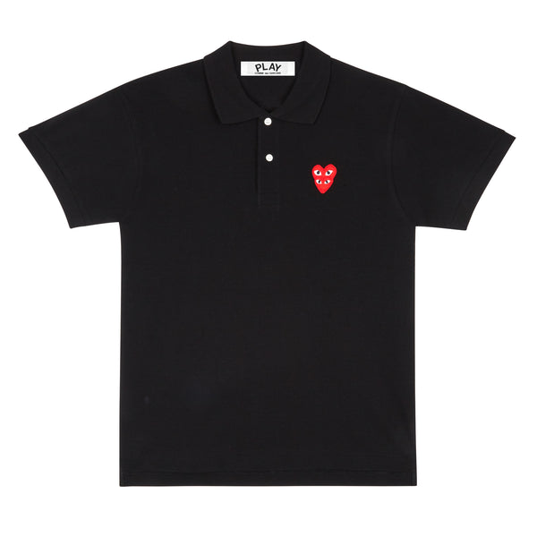 Play - Polo Shirt with Double Red Heart - (Black)