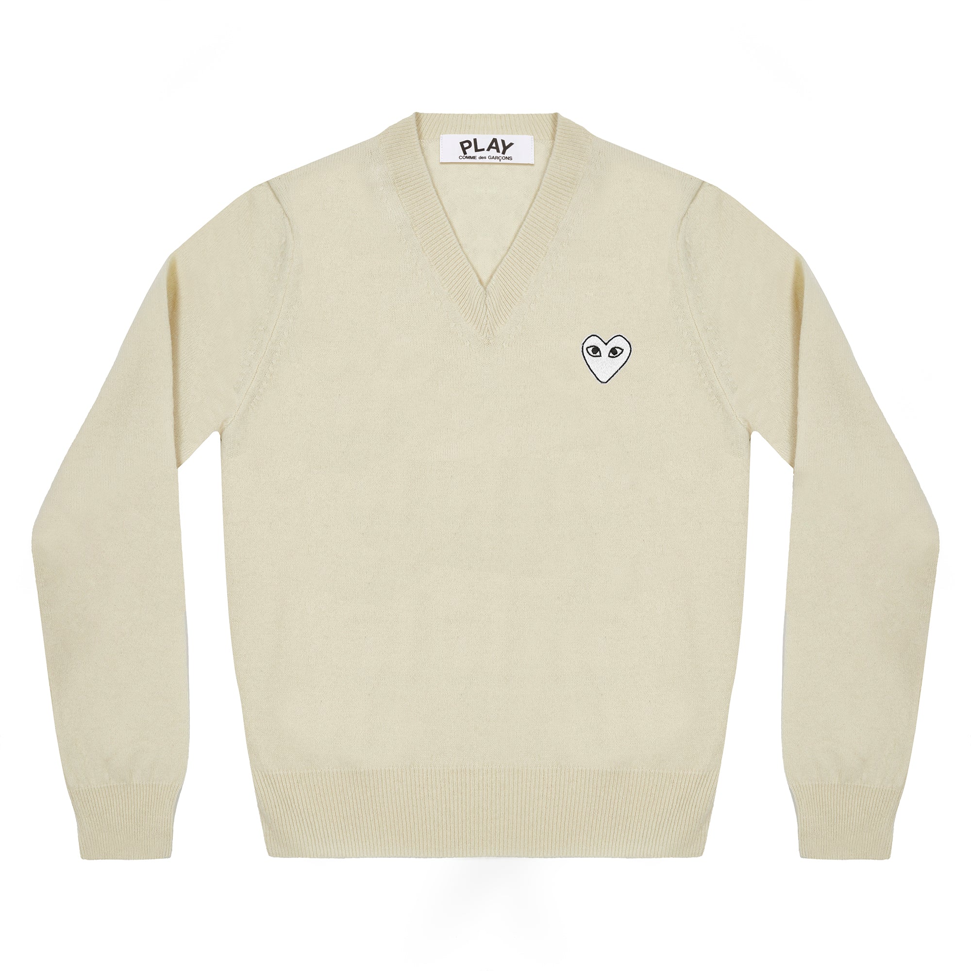 Cream Cdg Knitwear Cdg Play Comme Des Garcons Wool Sweater CDG