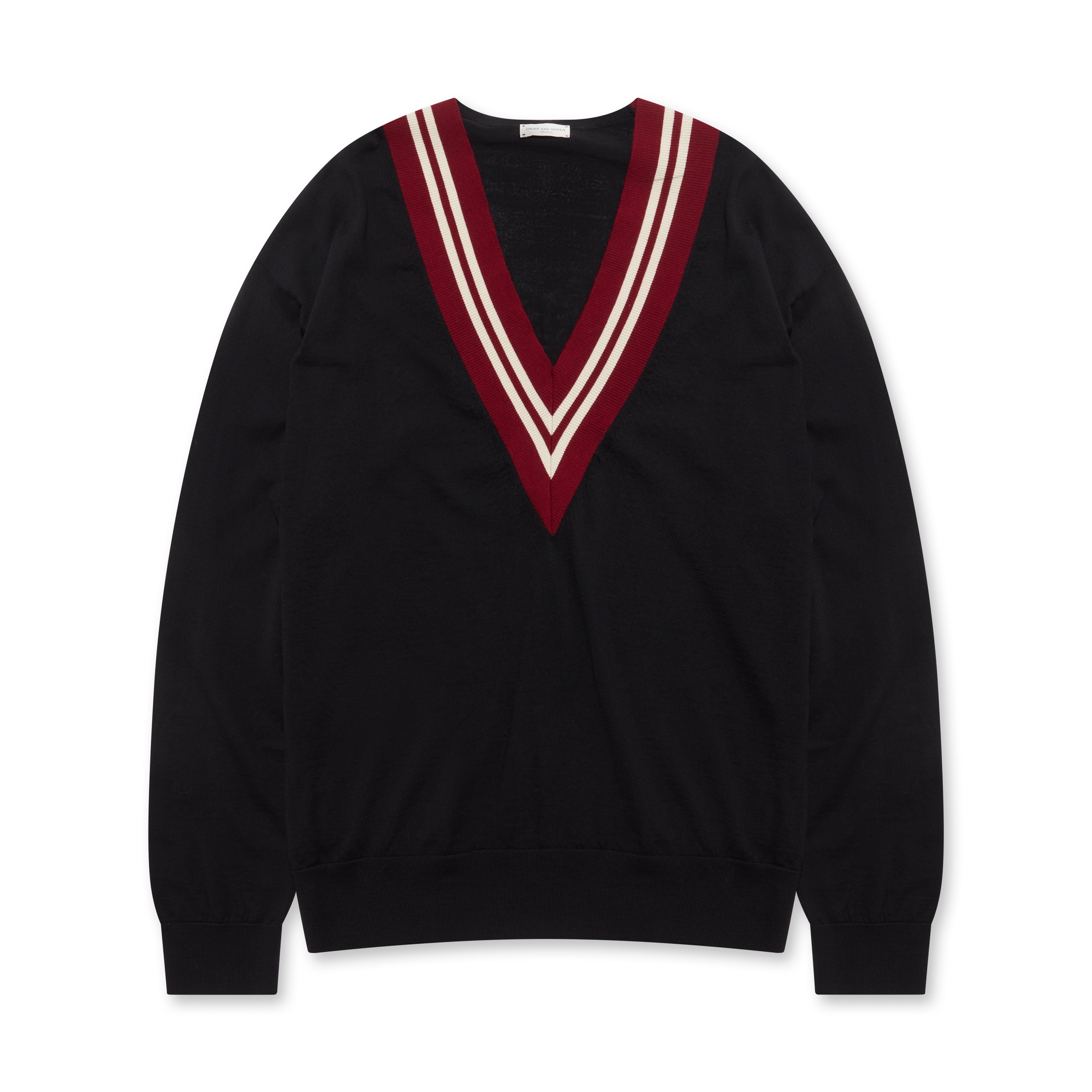 Dries Van Noten - Men's V-Neck Sweater - (Black) | Dover Street