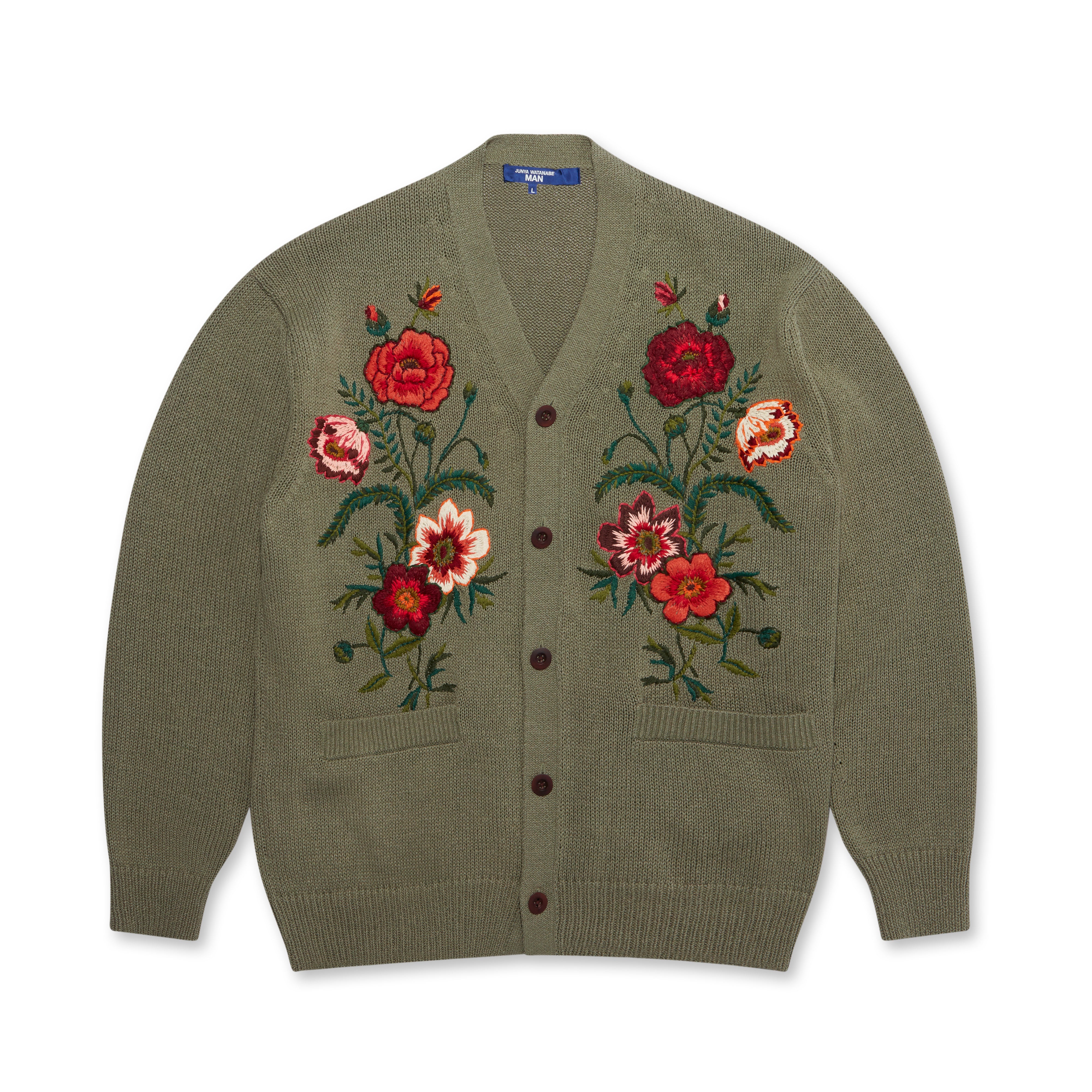 Junya Watanabe MAN - Cotton Flower Embroidery Cardigan - (Green)