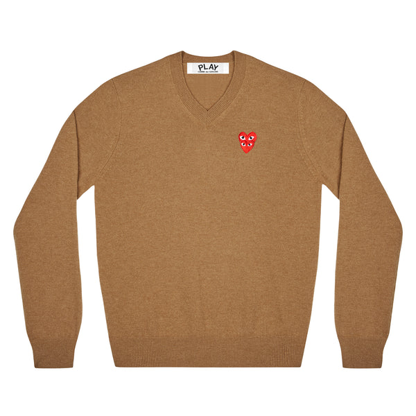 Play - Double Eye V Neck Sweater - (Brown)
