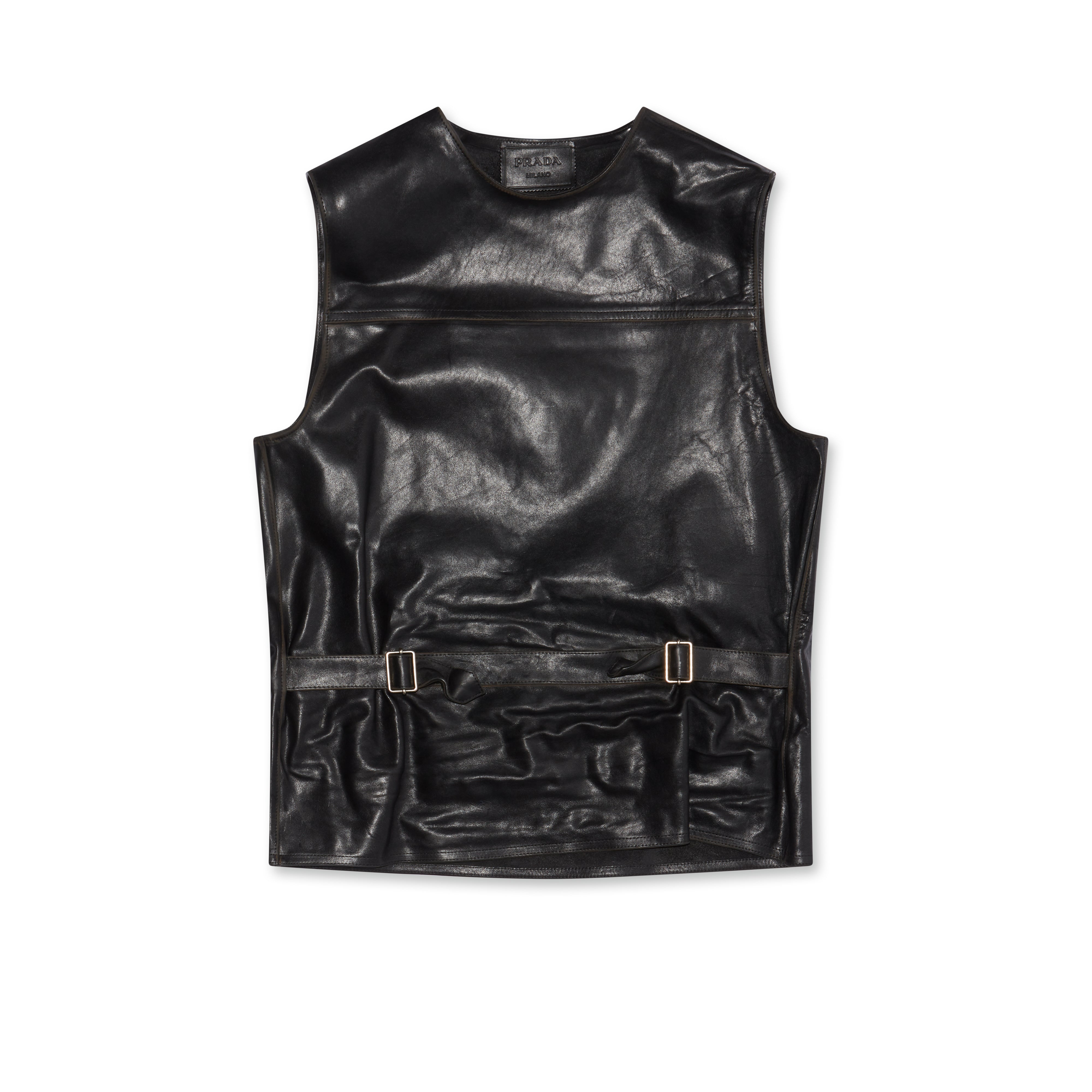 PRADA 2011FW vintage double leather vest-