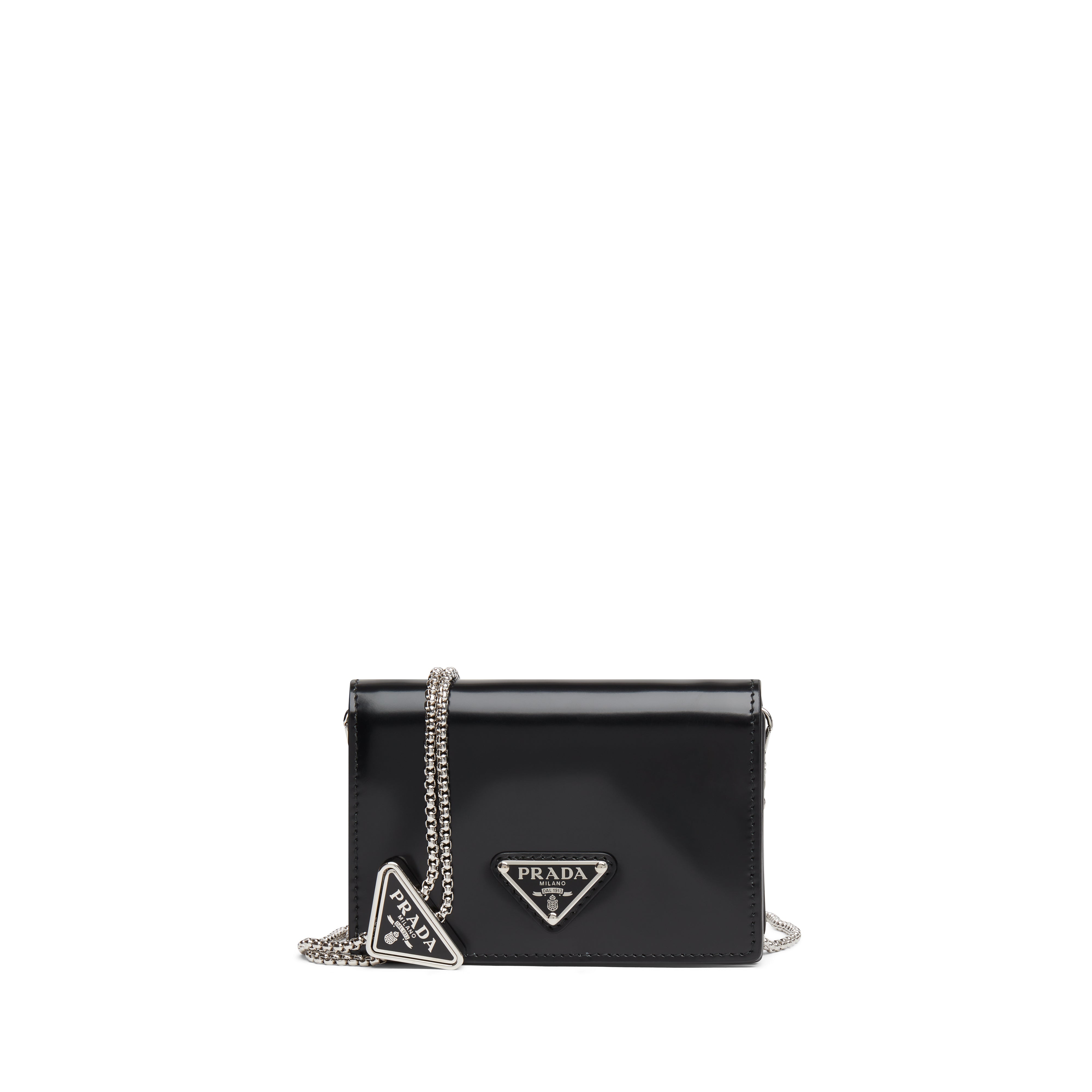 PRADA-Prada Saffiano Leather Card Holder with Shoulder Strap