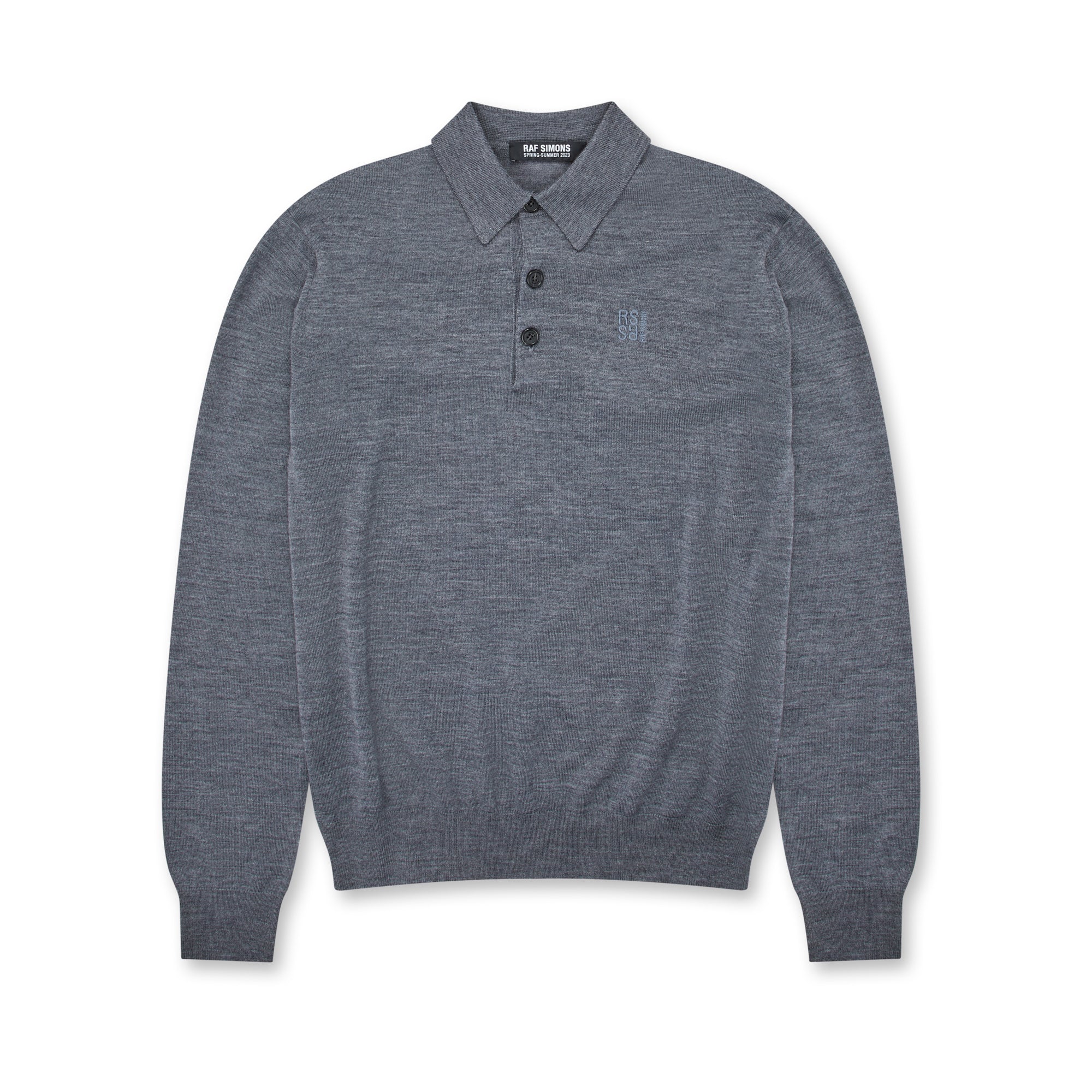Raf Simons - Men’s Knit Polo Shirt With Tonal Embroidery - (Grey)