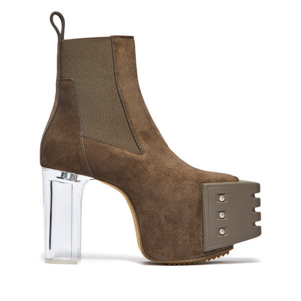 Rick Owens - Women’s Leather Grilled Platform Boots - (Dust/Dust/Clear)