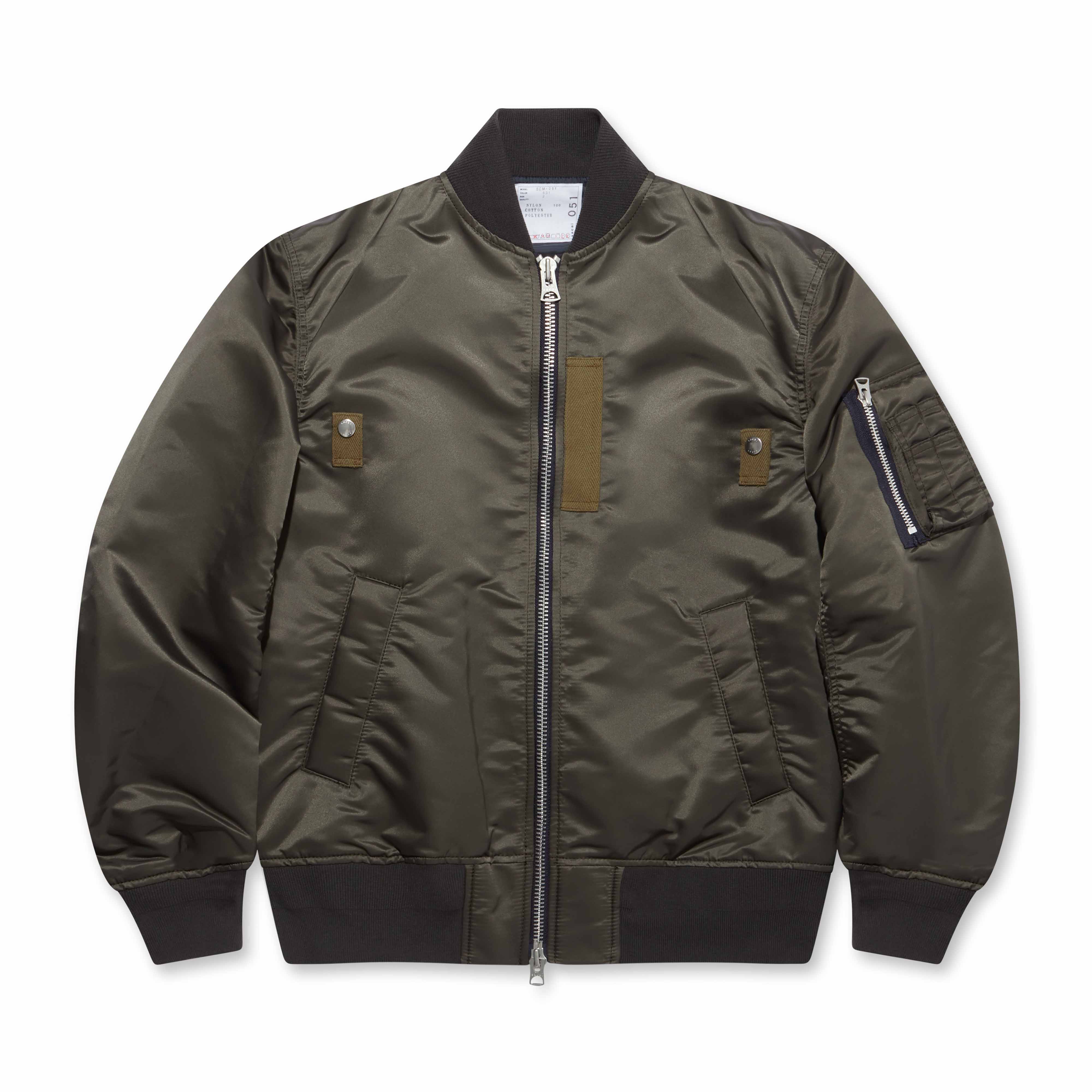 sacai Men's Nylon Bomber Jacket (Dark Khaki) | Dover Street Market