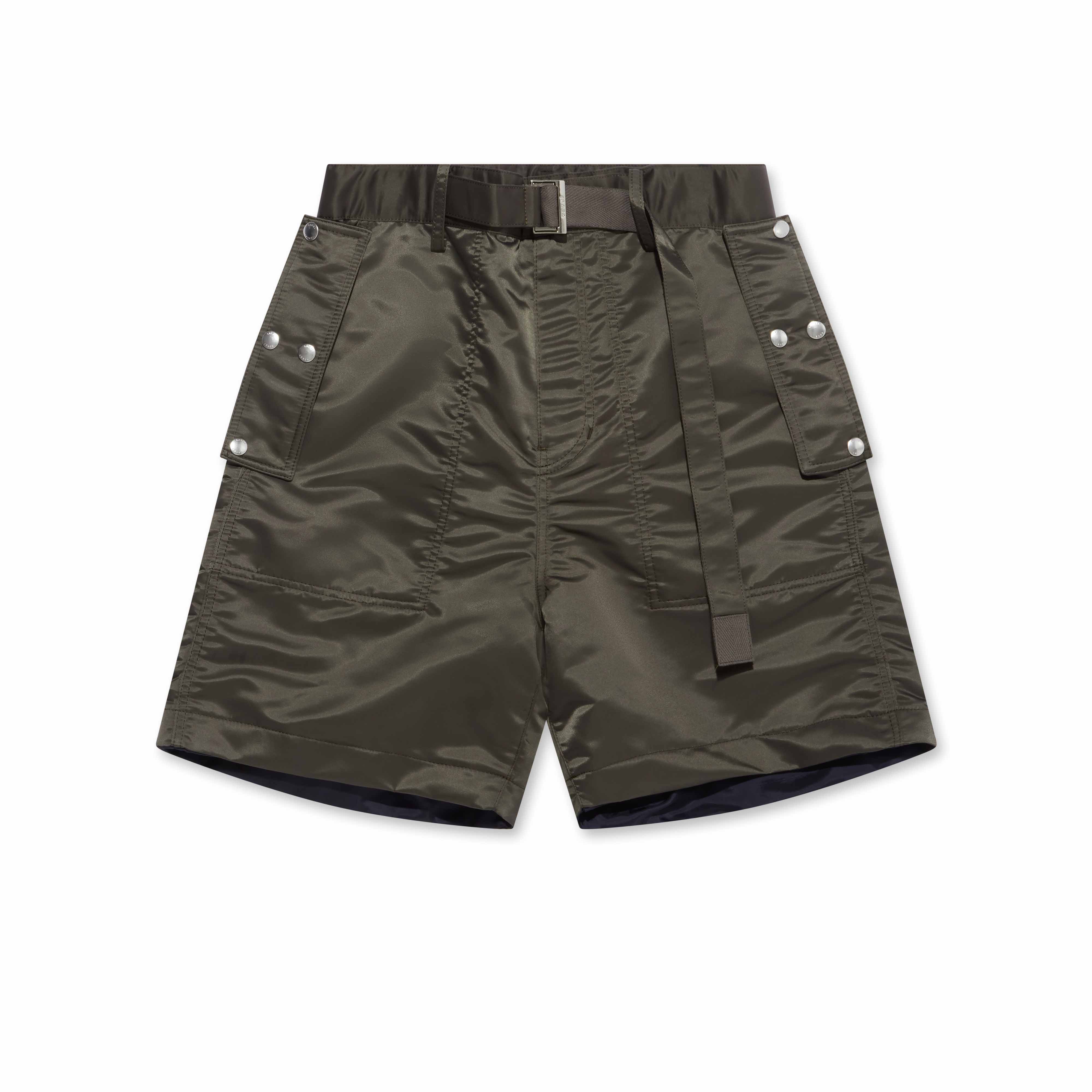 sacai Men's Nylon Twill Shorts (Dark Khaki) | Dover Street Market