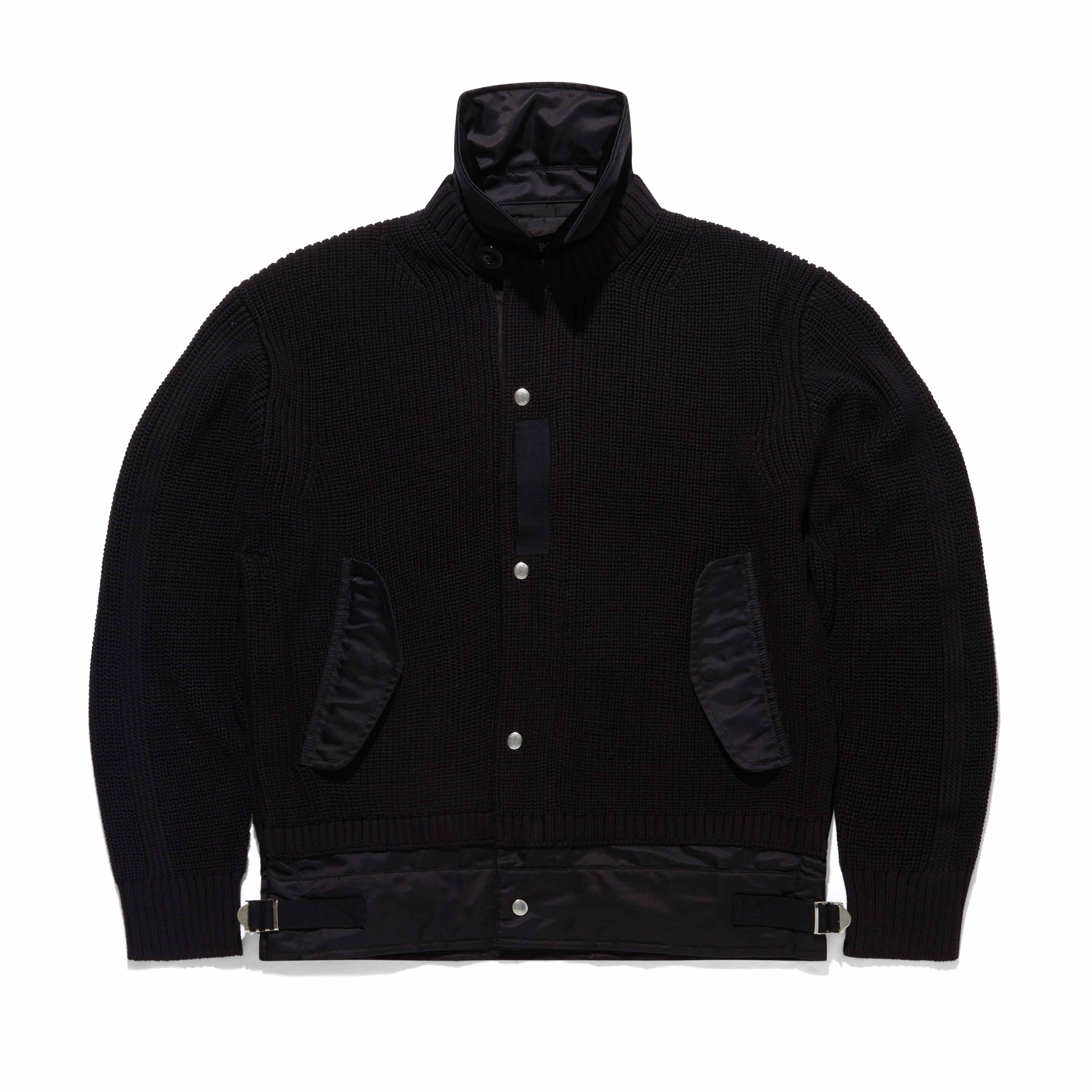 sacai Men's Nylon Twill X Knit Blouson (Black) | Dover Street