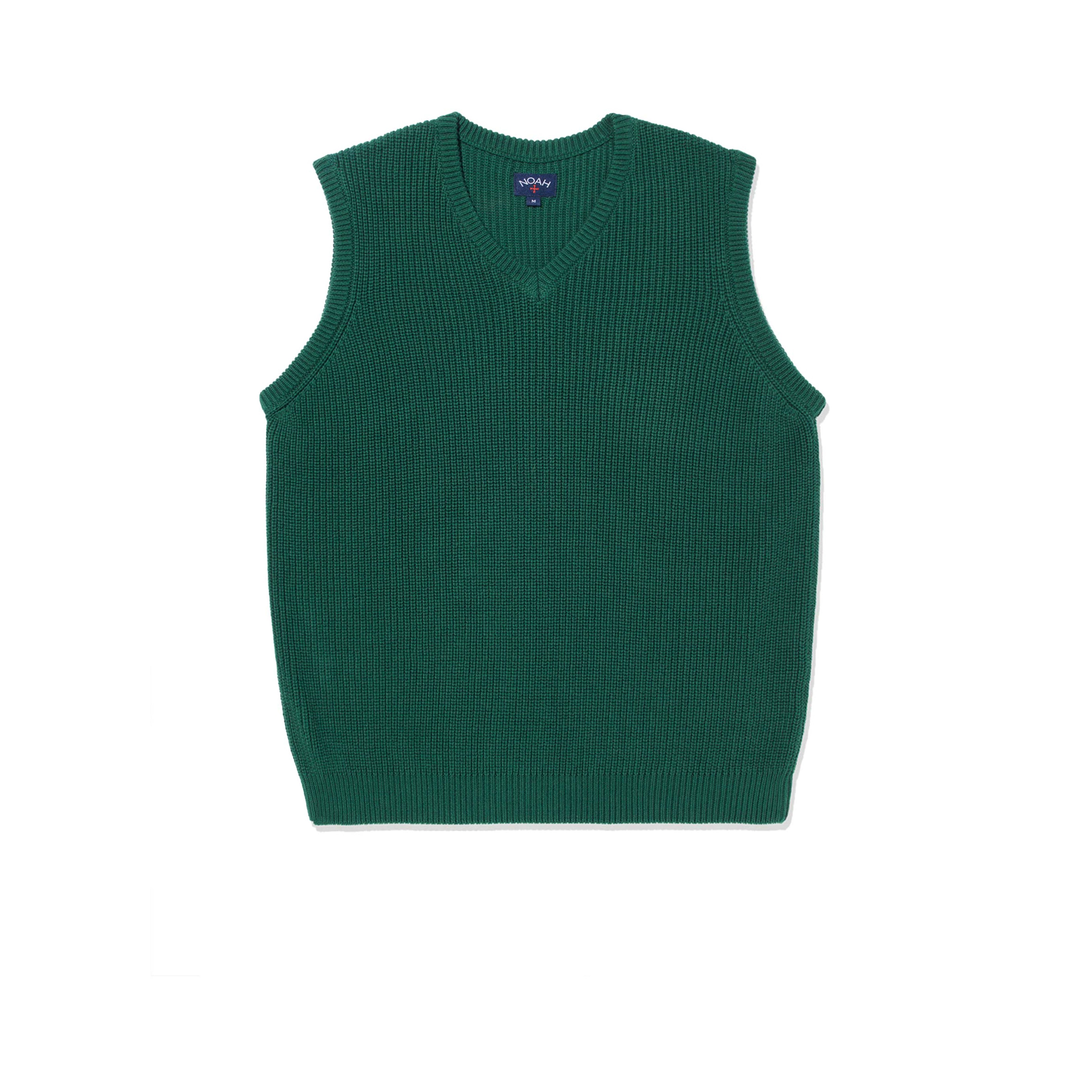 Noah - Shaker Stitch Cotton V-Neck Sweater Vest - (Green)