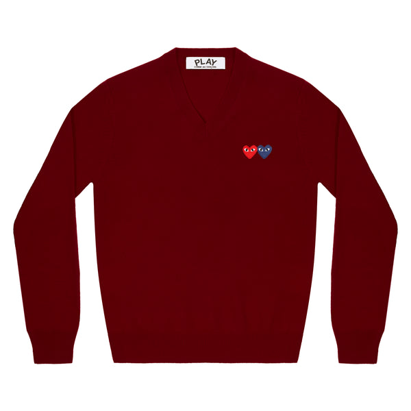 Play - Double Heart Sweater - (Burgundy)