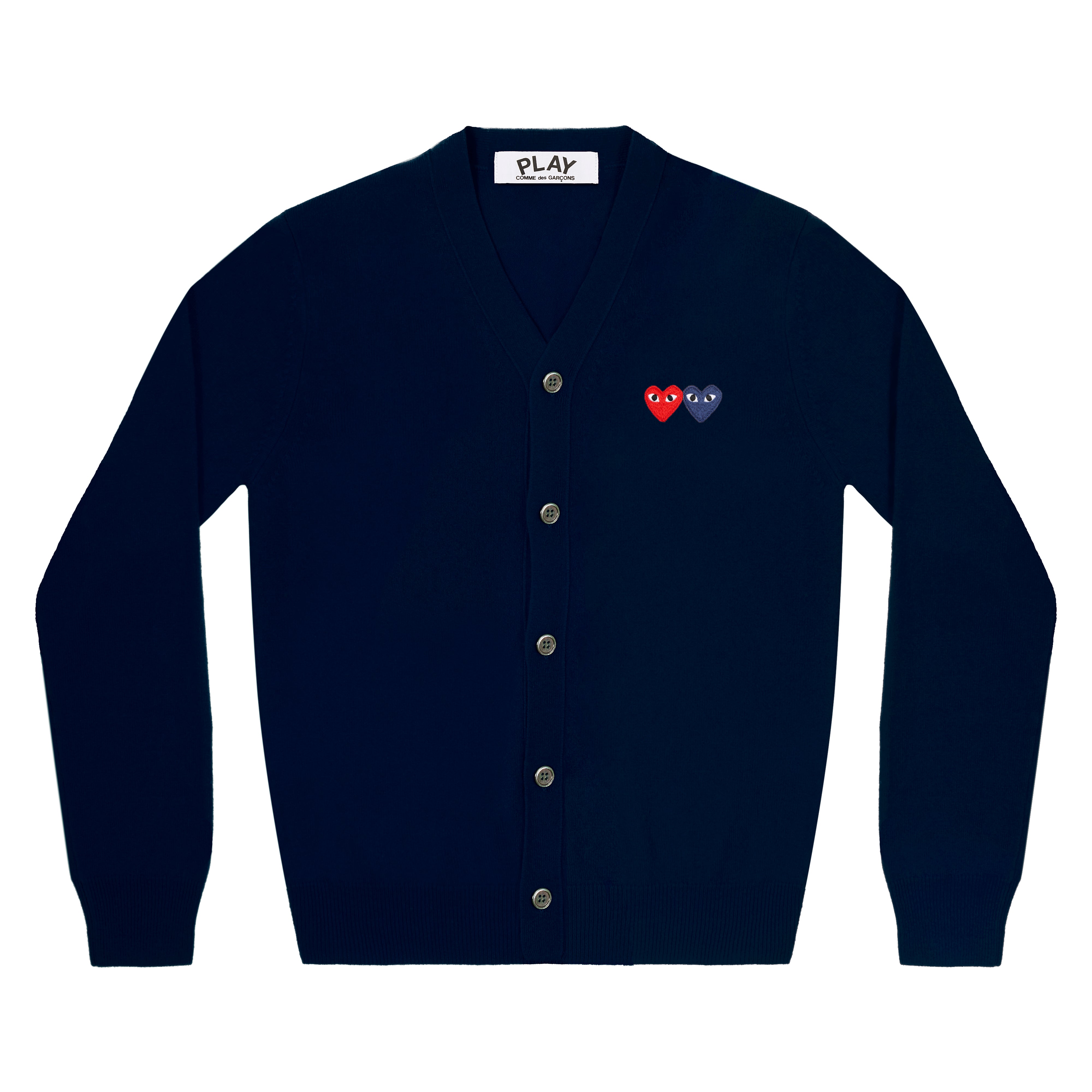 Play Double Heart Mens Cardigan Navy Dsml E Shop