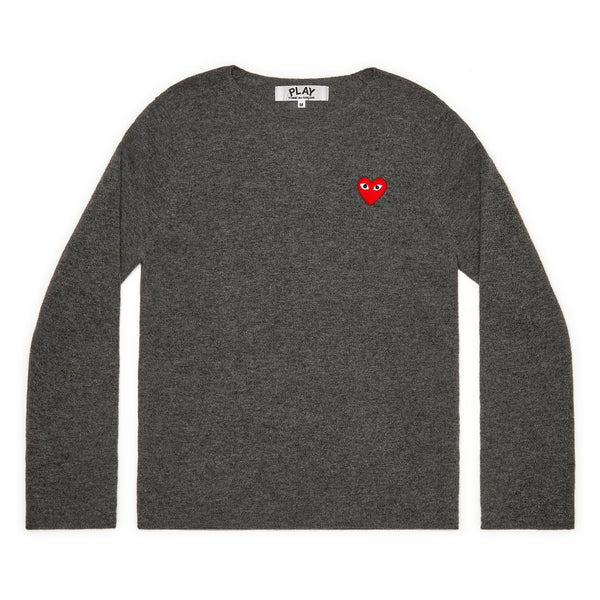 Play - Red Heart Crew Neck Jumper - (Grey)