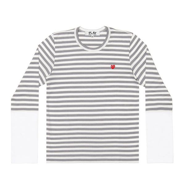 Play - Stripe White T-Shirt - (Grey)