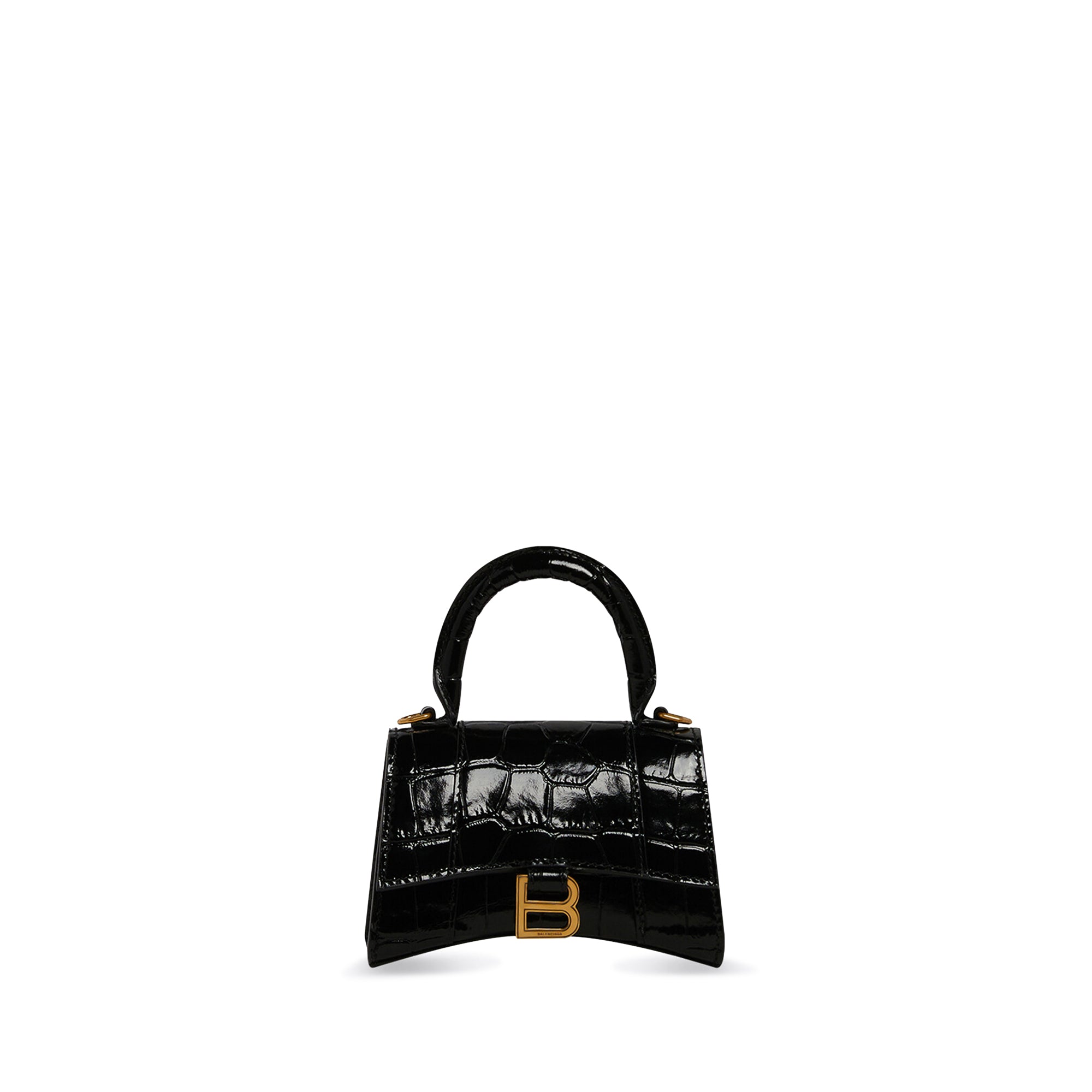 Women's hourglass mini top handle bag with chain in black Clearance