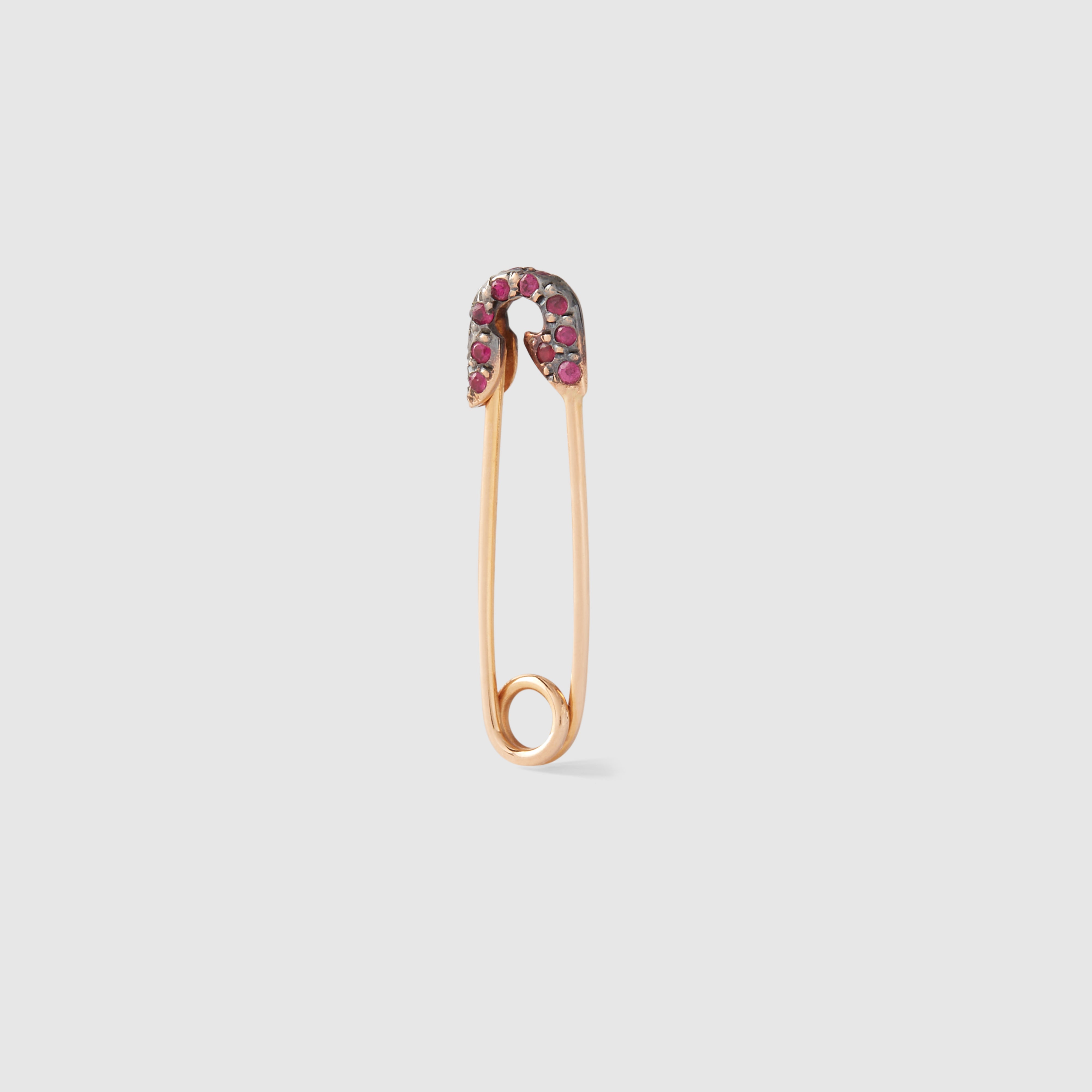 Ileana Makri - Safety Pin with rubies - (Rose Gold)