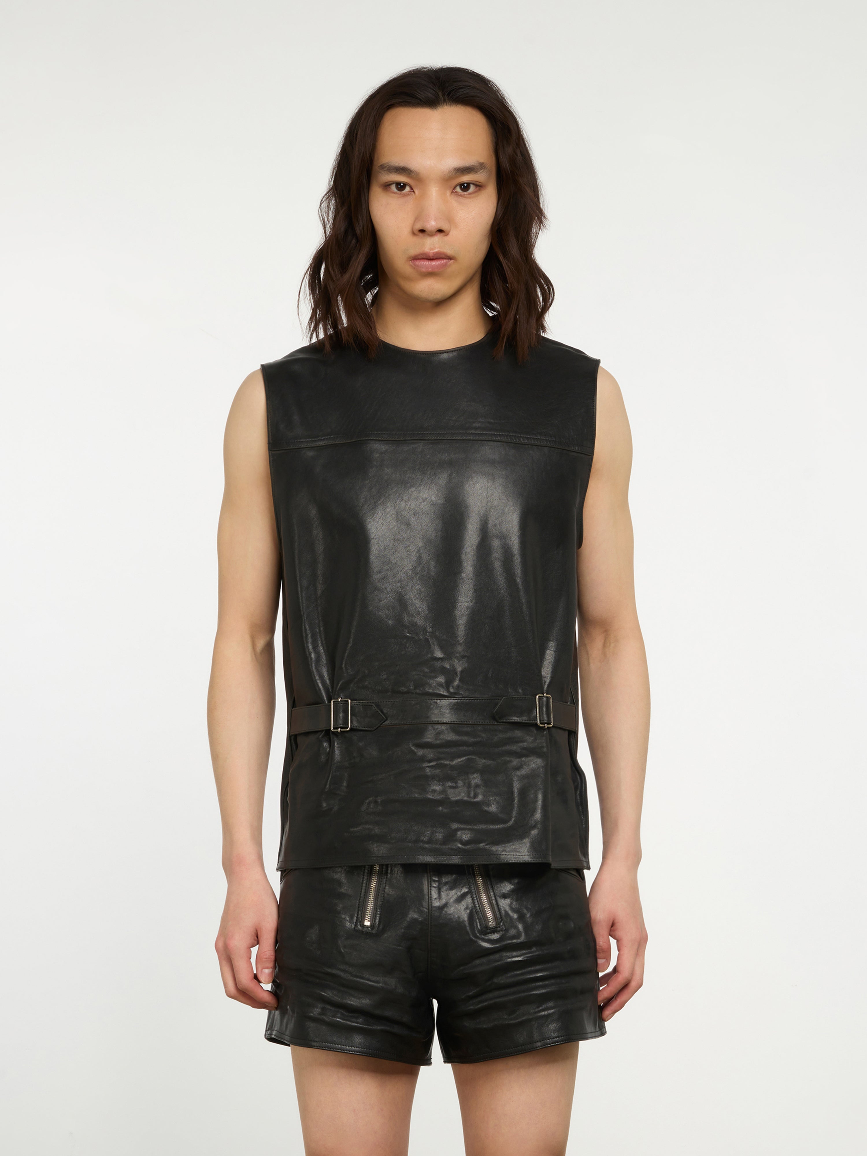 Prada - Men's Leather Vest Top - (Black) | Dover Street Market E