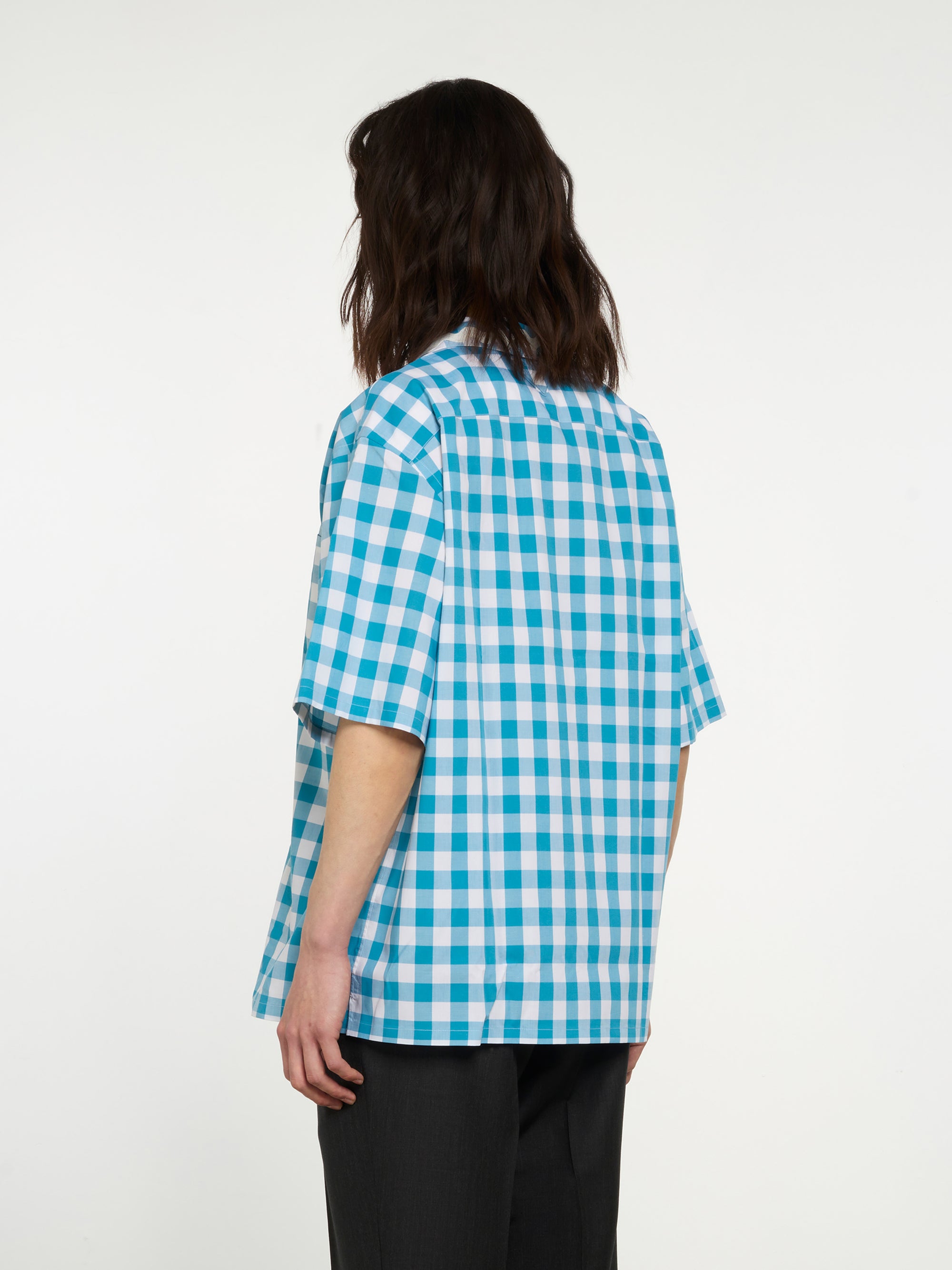 Prada - Men’s Check Shirt - (White/Turquoise) view 3