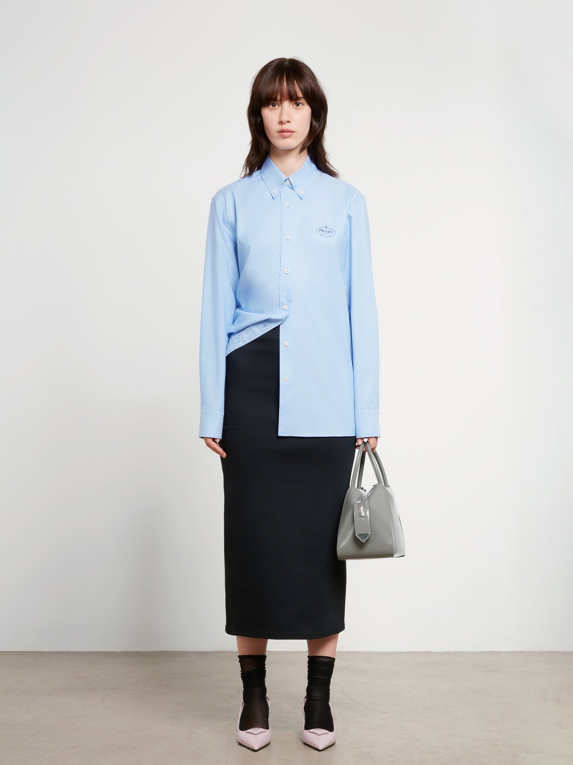 Prada - Women’s Oxford Cotton Shirt - (Light Blue) view 4