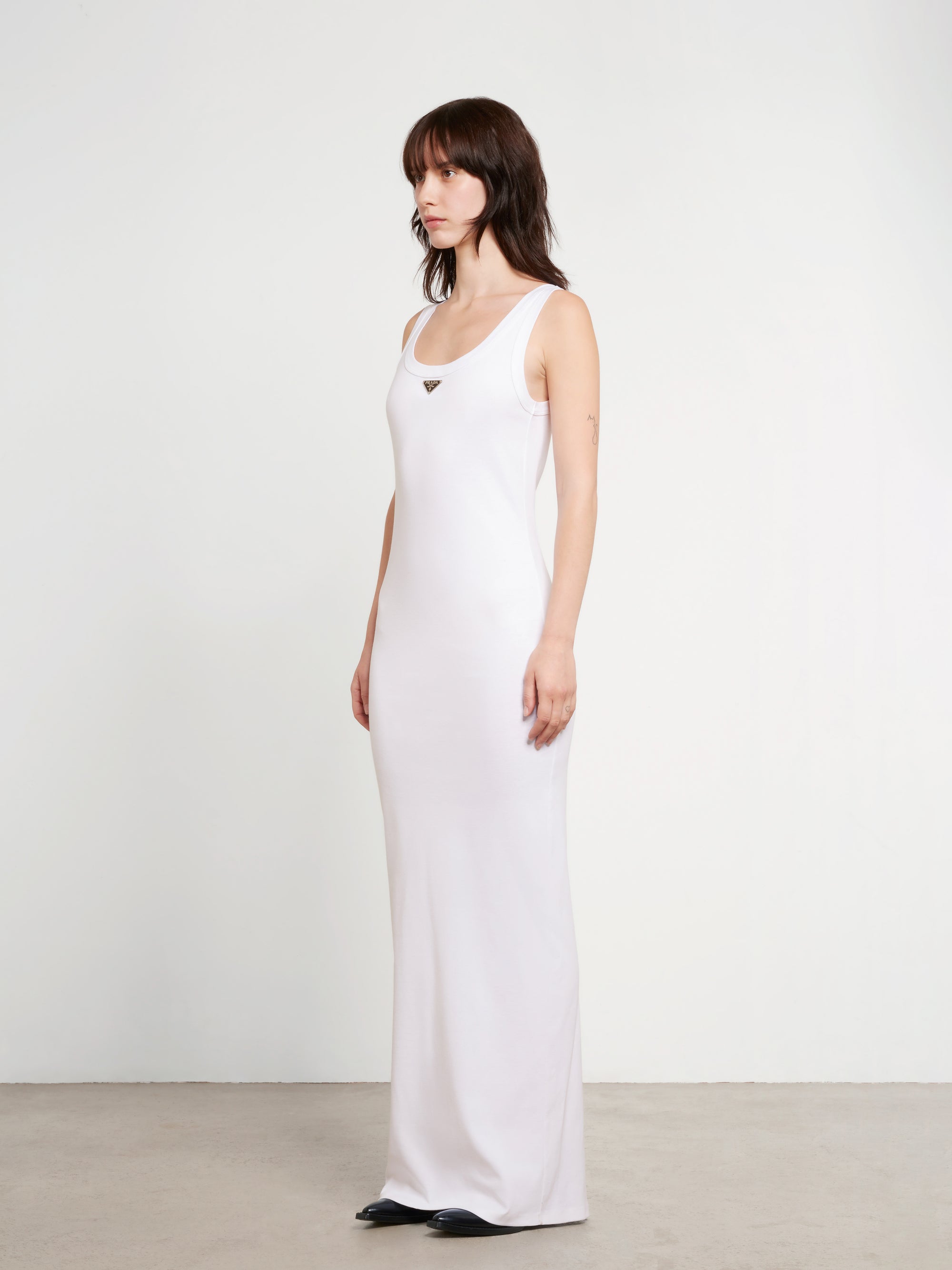 Prada - Women’s Cotton Jersey Dress - (White) view 3