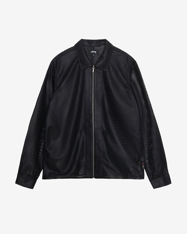 Stüssy - Men's Zip Shirt Perforated Leather - (Black)