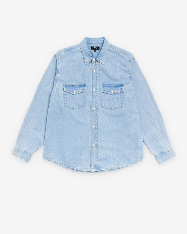 Stüssy - Men's Denim Western Shirt - (Light Washed Denim)