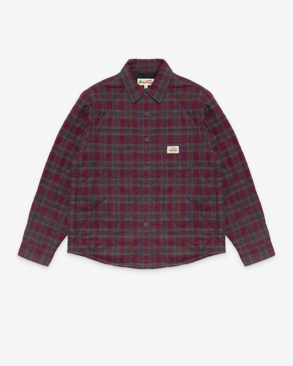 Stüssy Men's Quilted Plaid Shirt Jacket - Grey