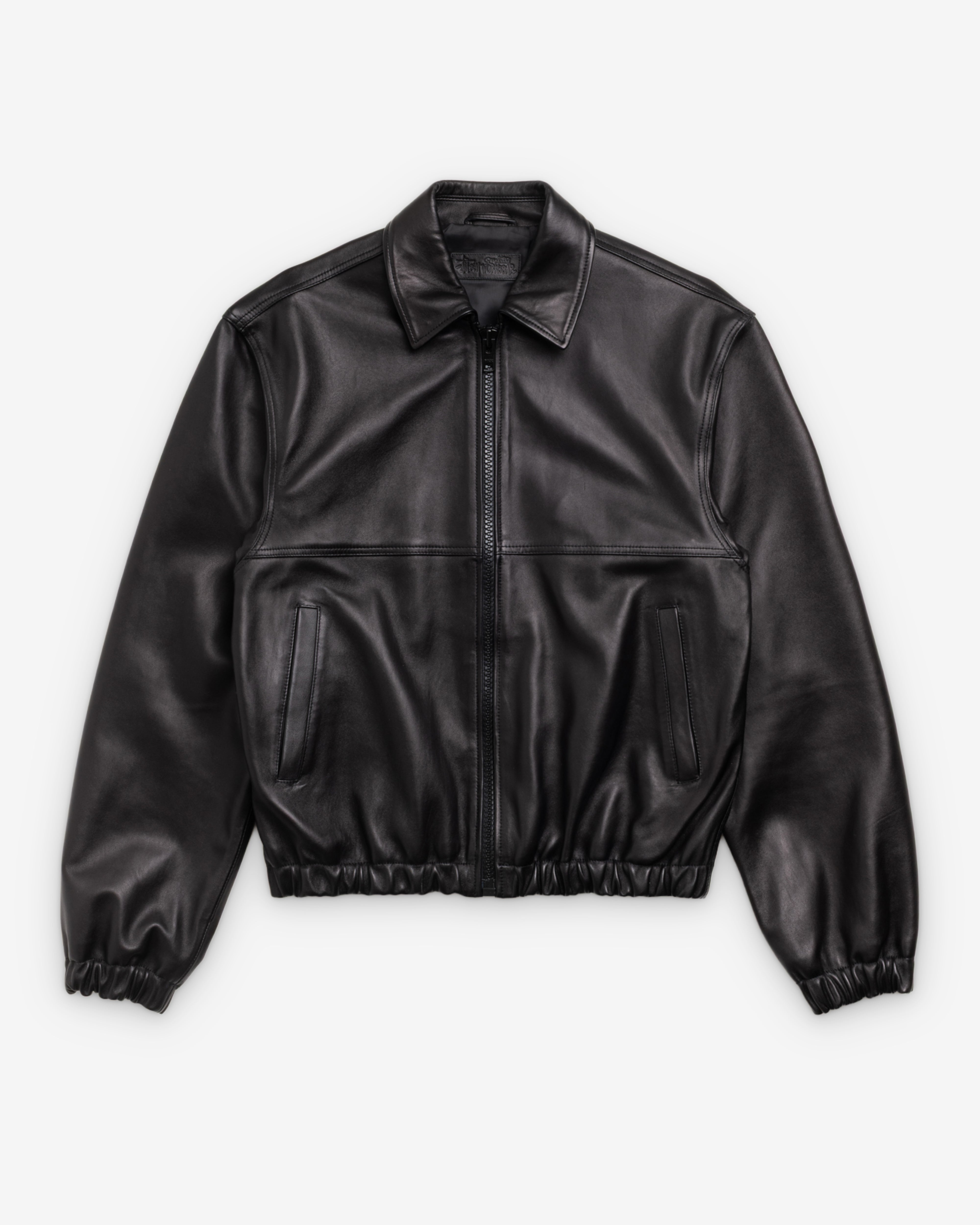 Stüssy: Men's Leather Work Jacket (Black) | Dover Street Market London