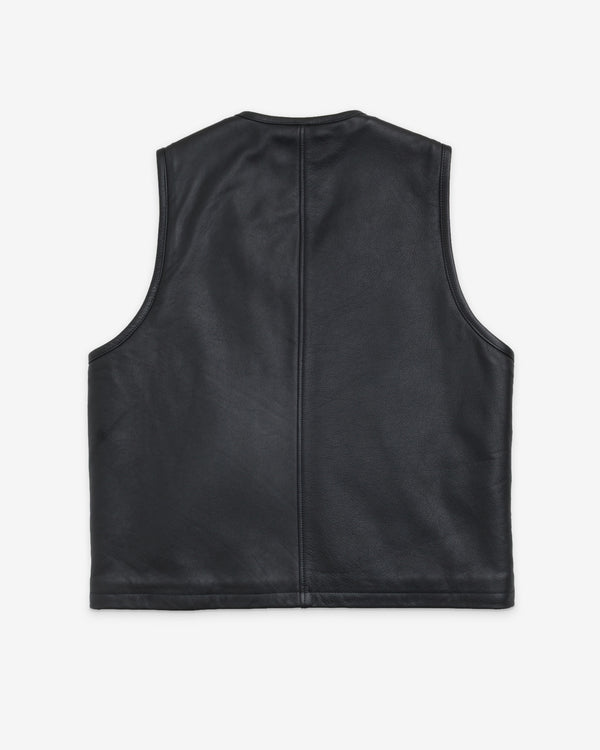 Stüssy Men's Pile Lined Leather Vest - Black