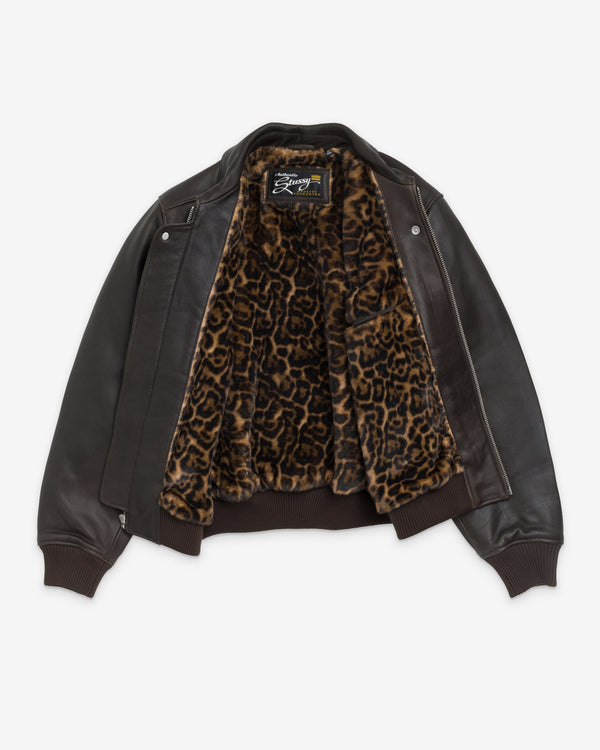 Stüssy Men's Fur Lined Flight Jacket - Brown