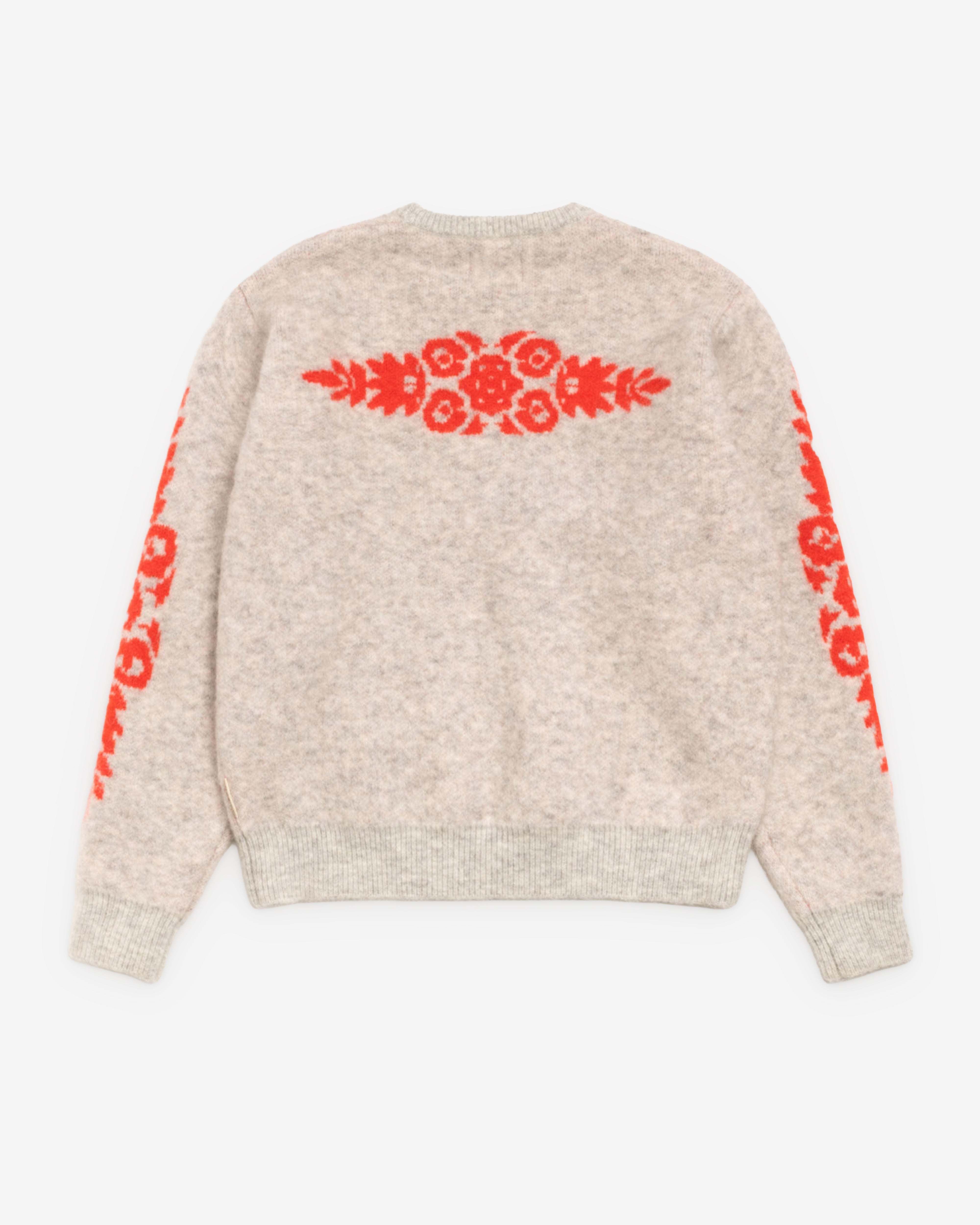 Stüssy: Men's Flower Mohair Sweater (Grey Heather) | DSML E-SHOP