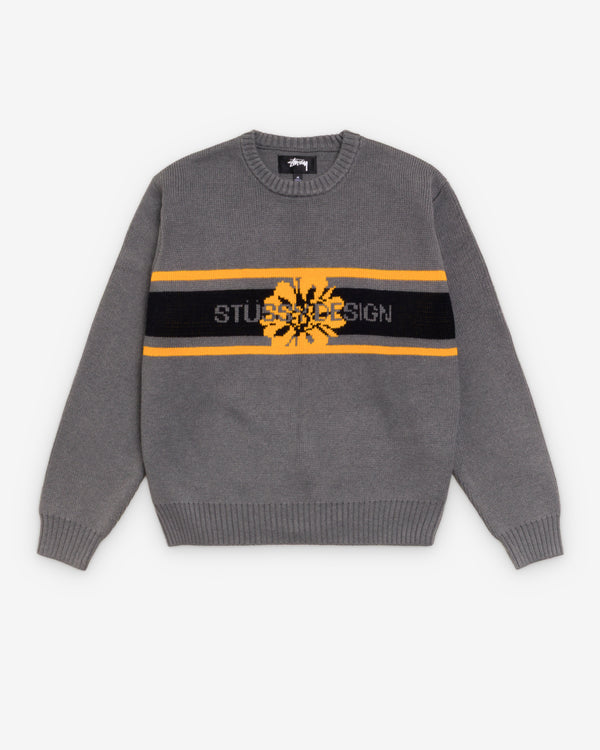 Stüssy - Men's Striped Hibiscus Sweater - (Grey)