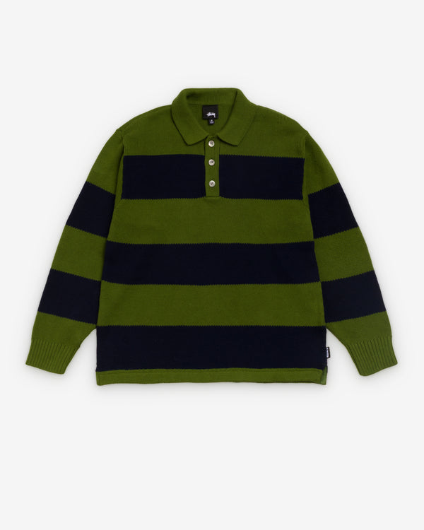Stüssy - Men's Pique Knit Stripe Rugby - (Olive)