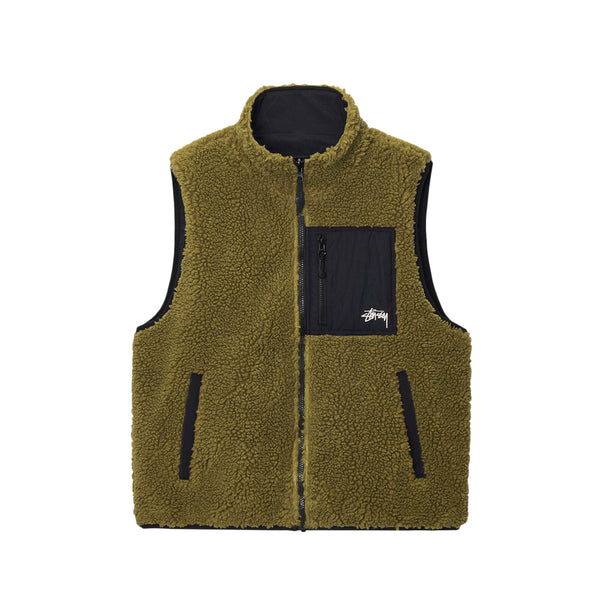Stüssy - Men's Sherpa Reversible Vest - (Olive)