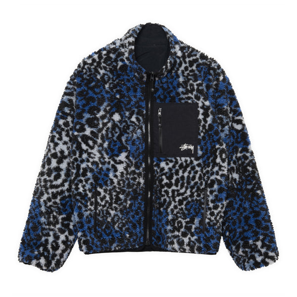 Stussy - Men's Sherpa Reversible Jacket - (Blue Leopard)