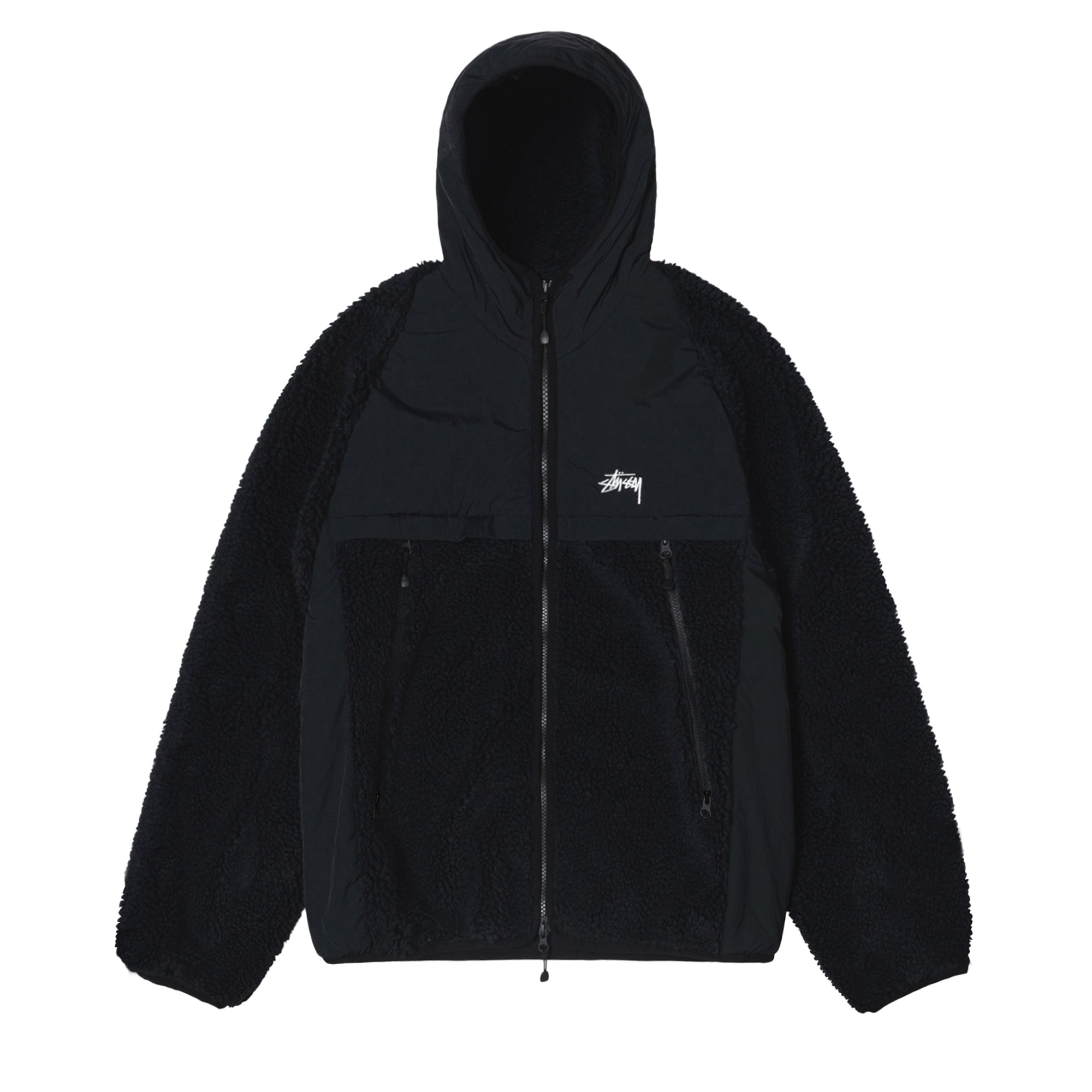 Stüssy - Sherpa Paneled Hooded Jacket - (Black) view 1
