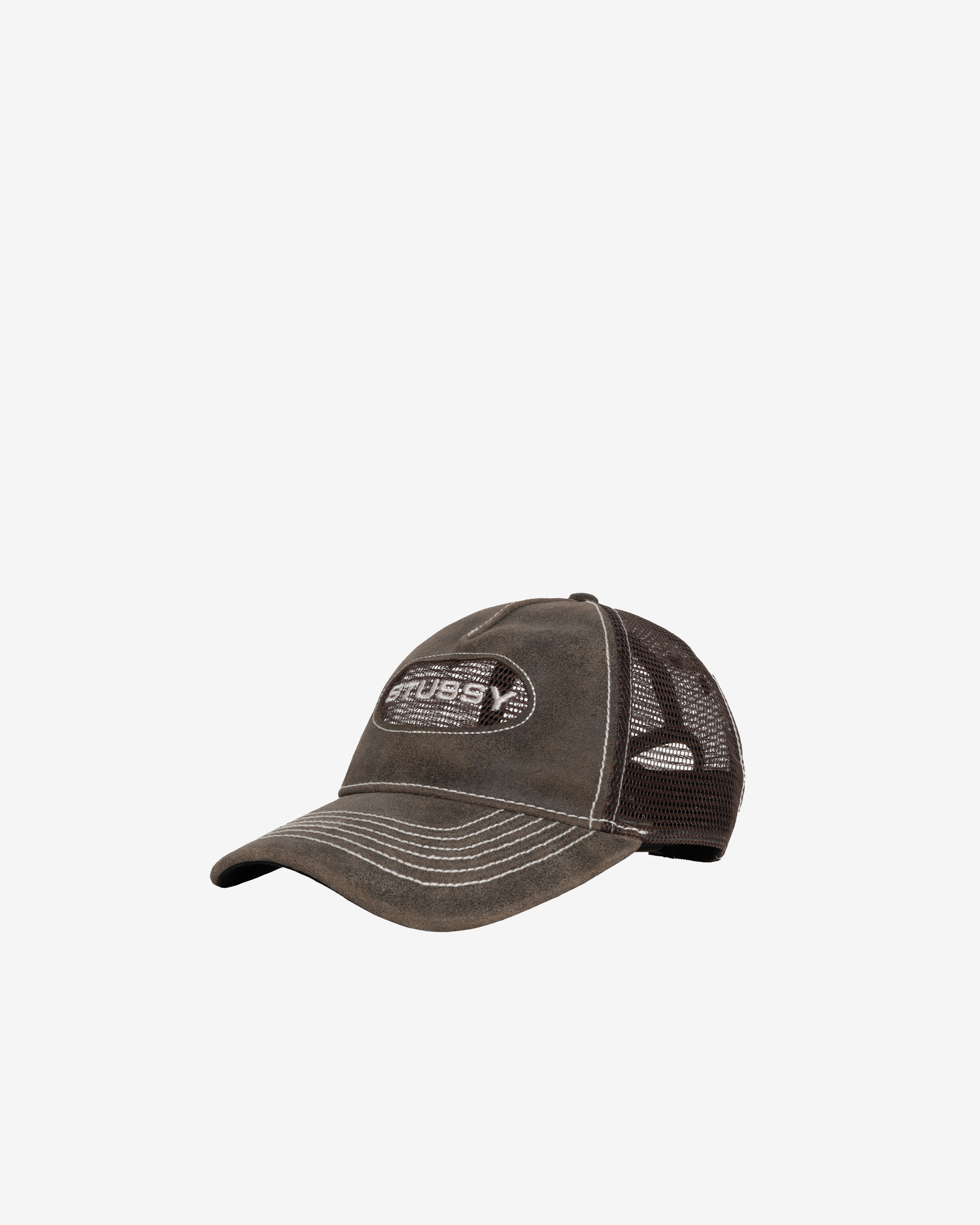 Stüssy - Men's Cut Out Leather Trucker Cap - (Brown)