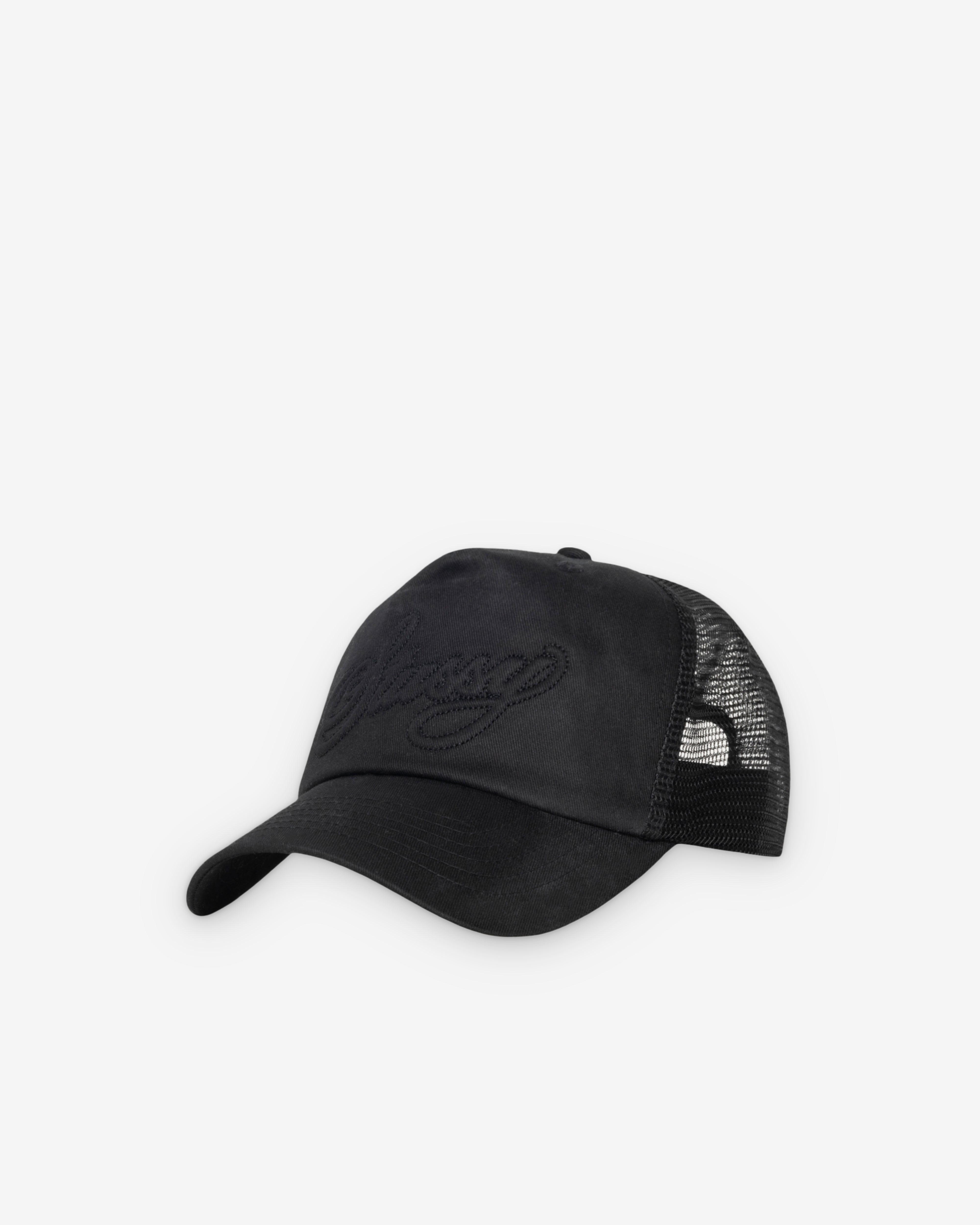 stussy CURSIVE STITCH SNAPBACK TRUCKER 黒 Stüssy Trucker Cursive Stitch Black – Très Bien