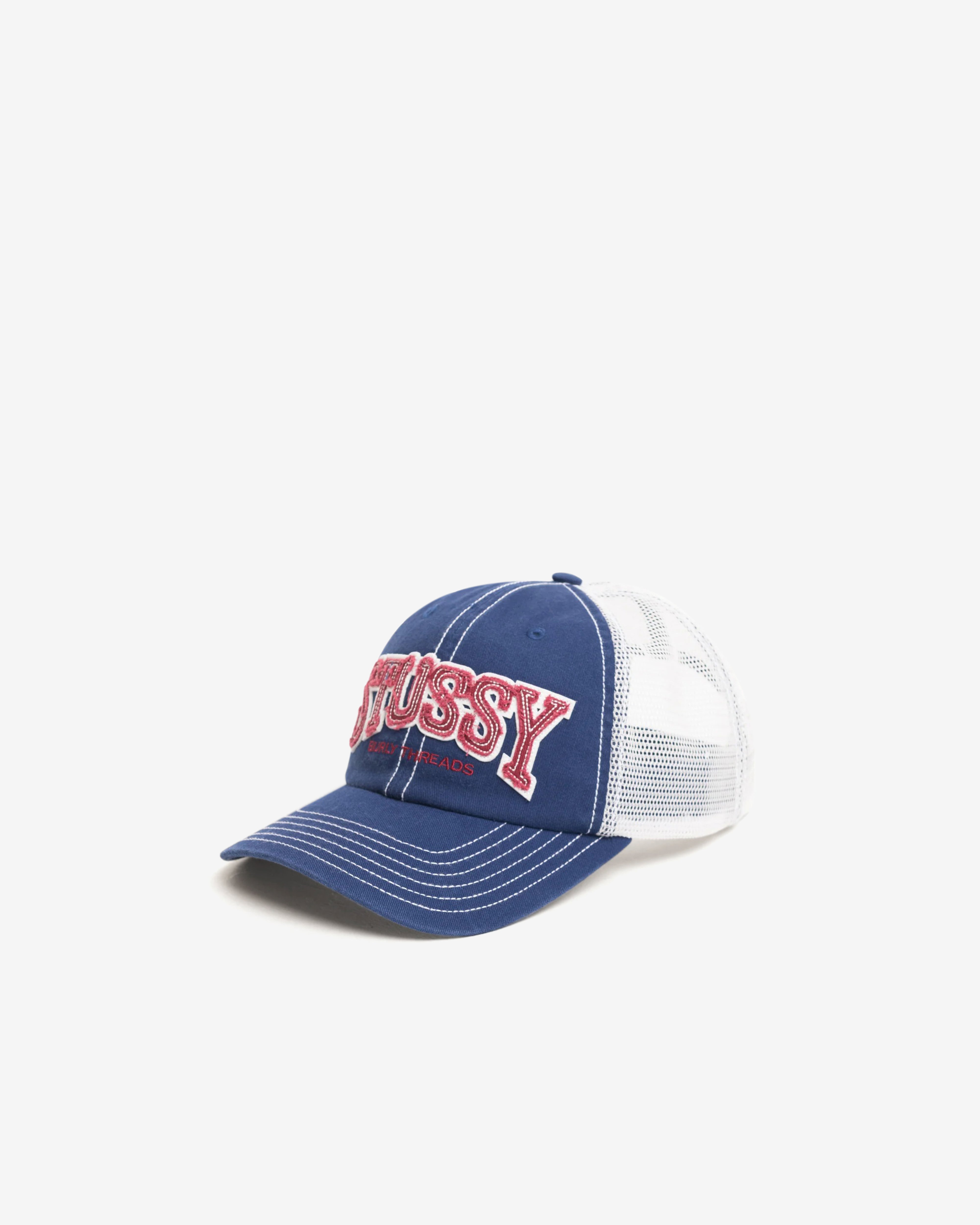 Stüssy: Men's Md Burly Threads Trucker (Navy) | Dover Street
