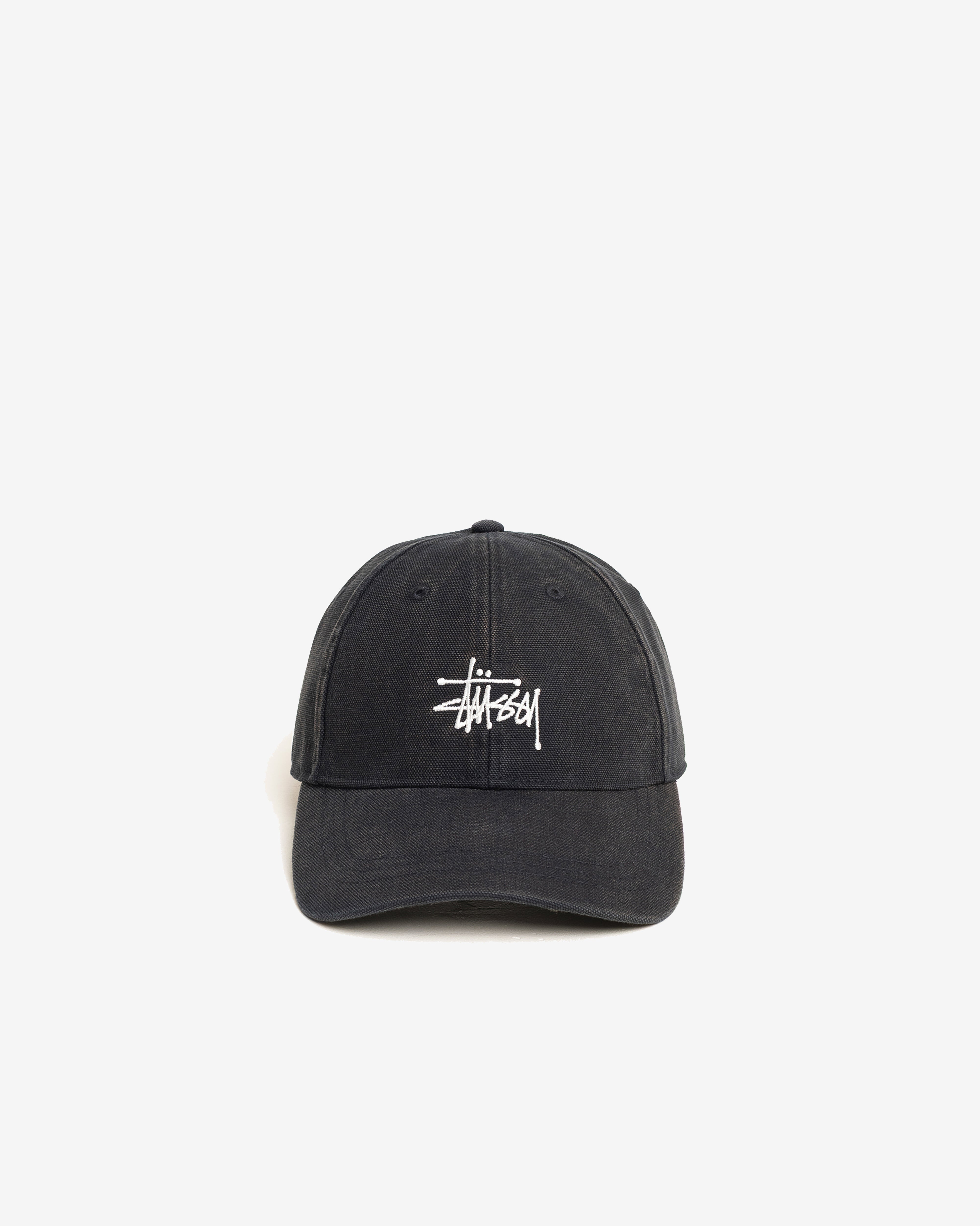 Stüssy: Men's Lp Washed Basic Canvas Cap (Black) | Dover Street